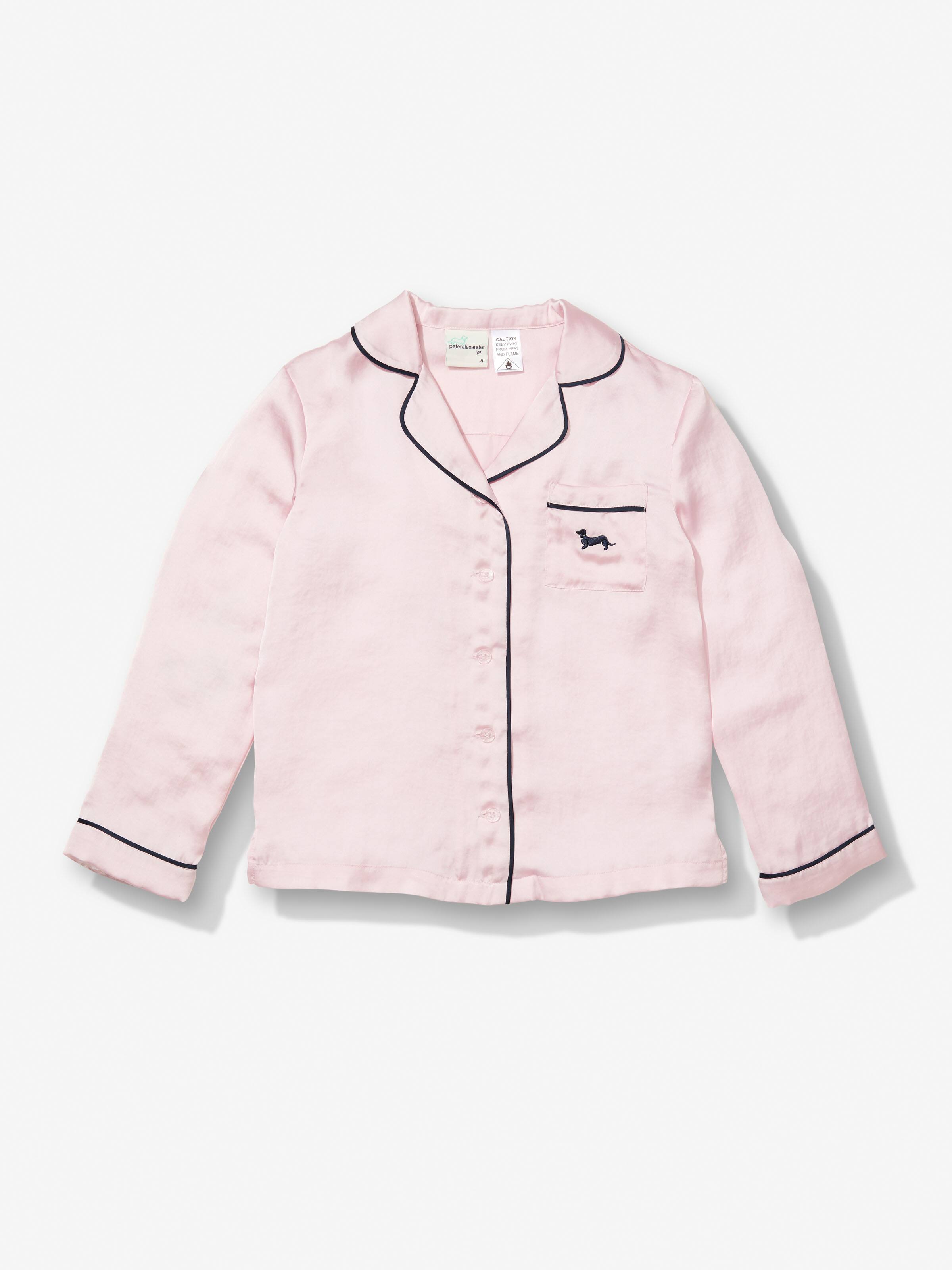 Jnr Girls Long Pink Chic Satin Pj Set