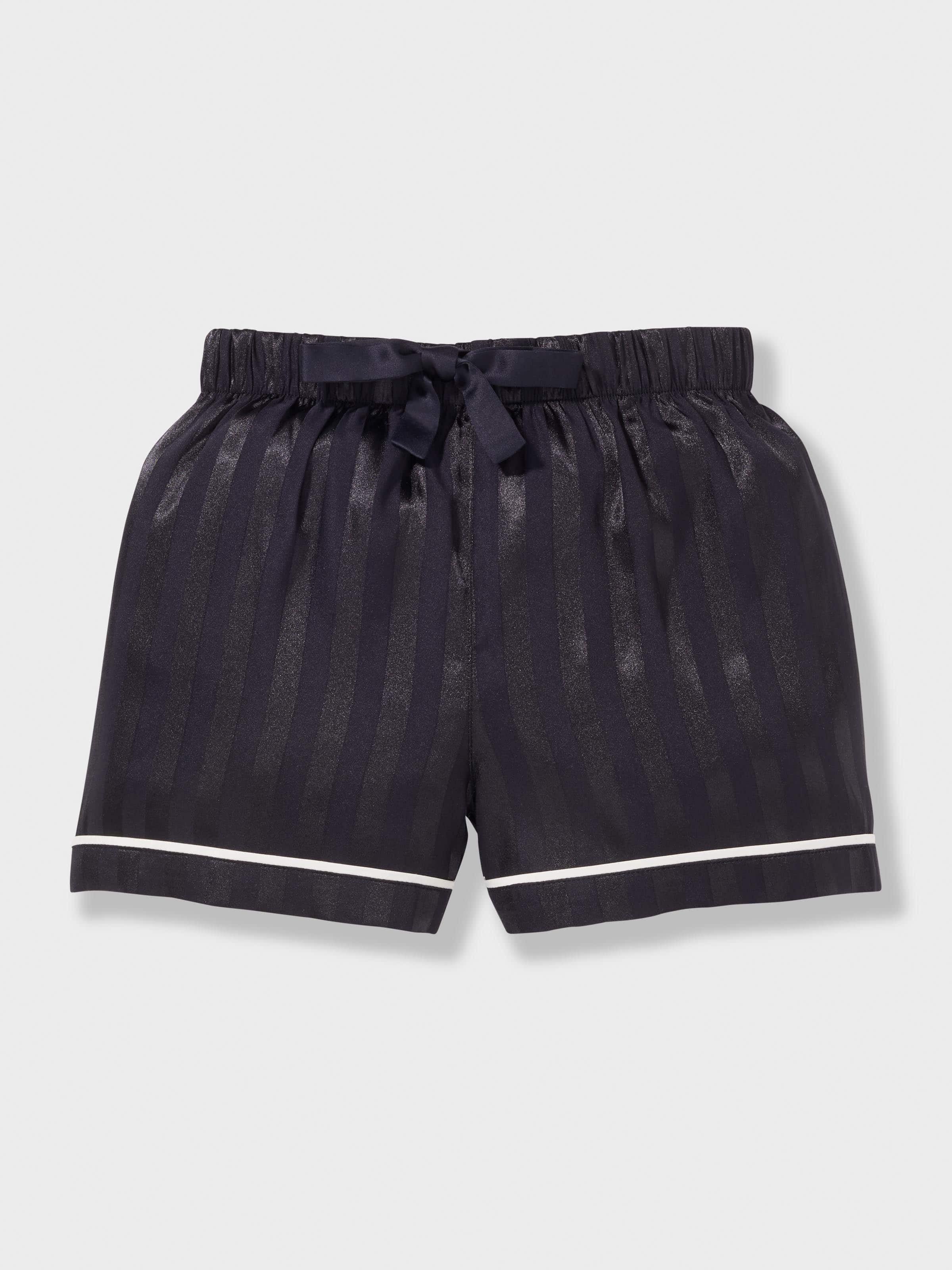 Jnr Kids Black Stripe Satin Classic Shortie Pj Set