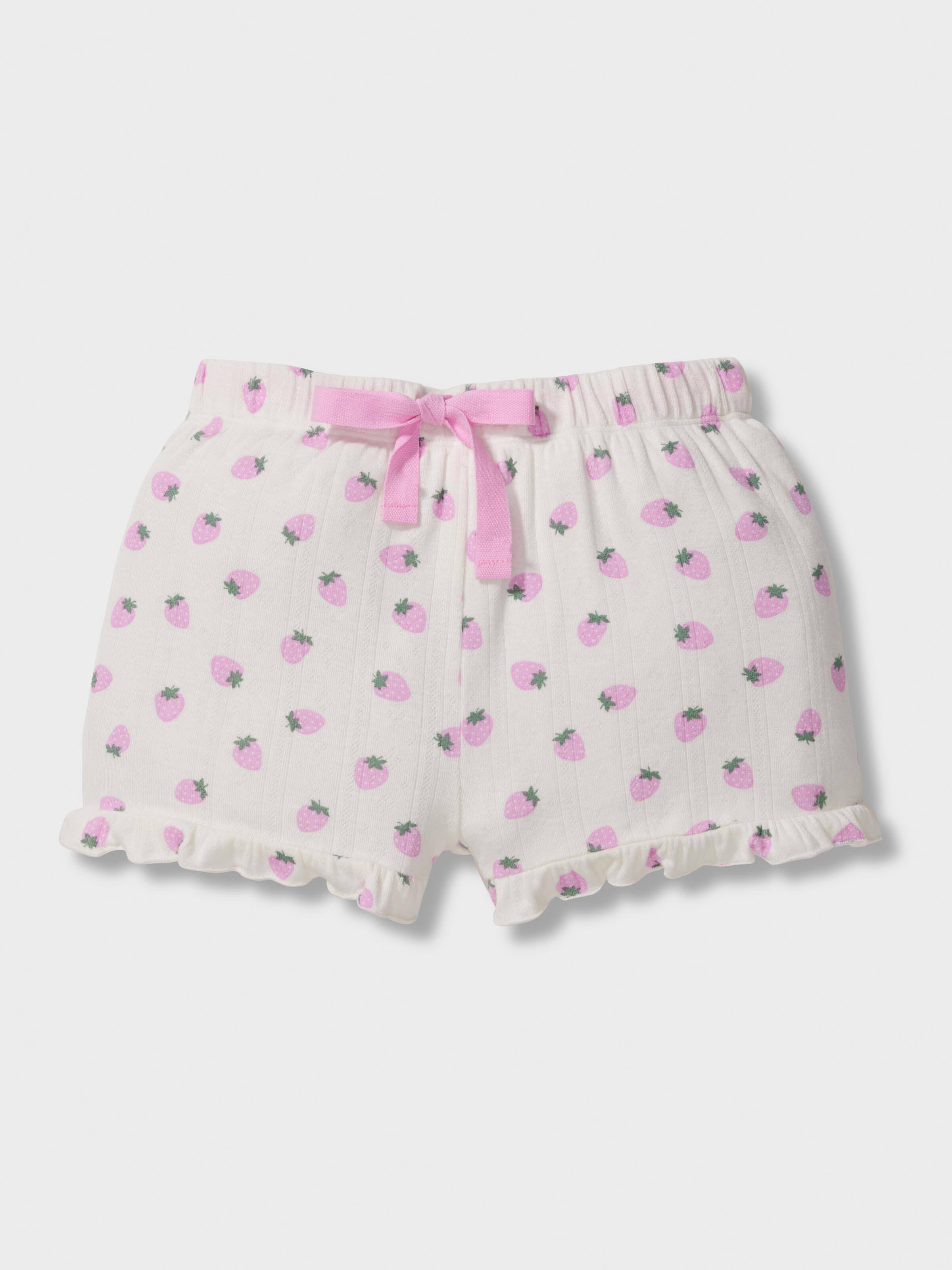 Girls Strawberry Short Pj Set