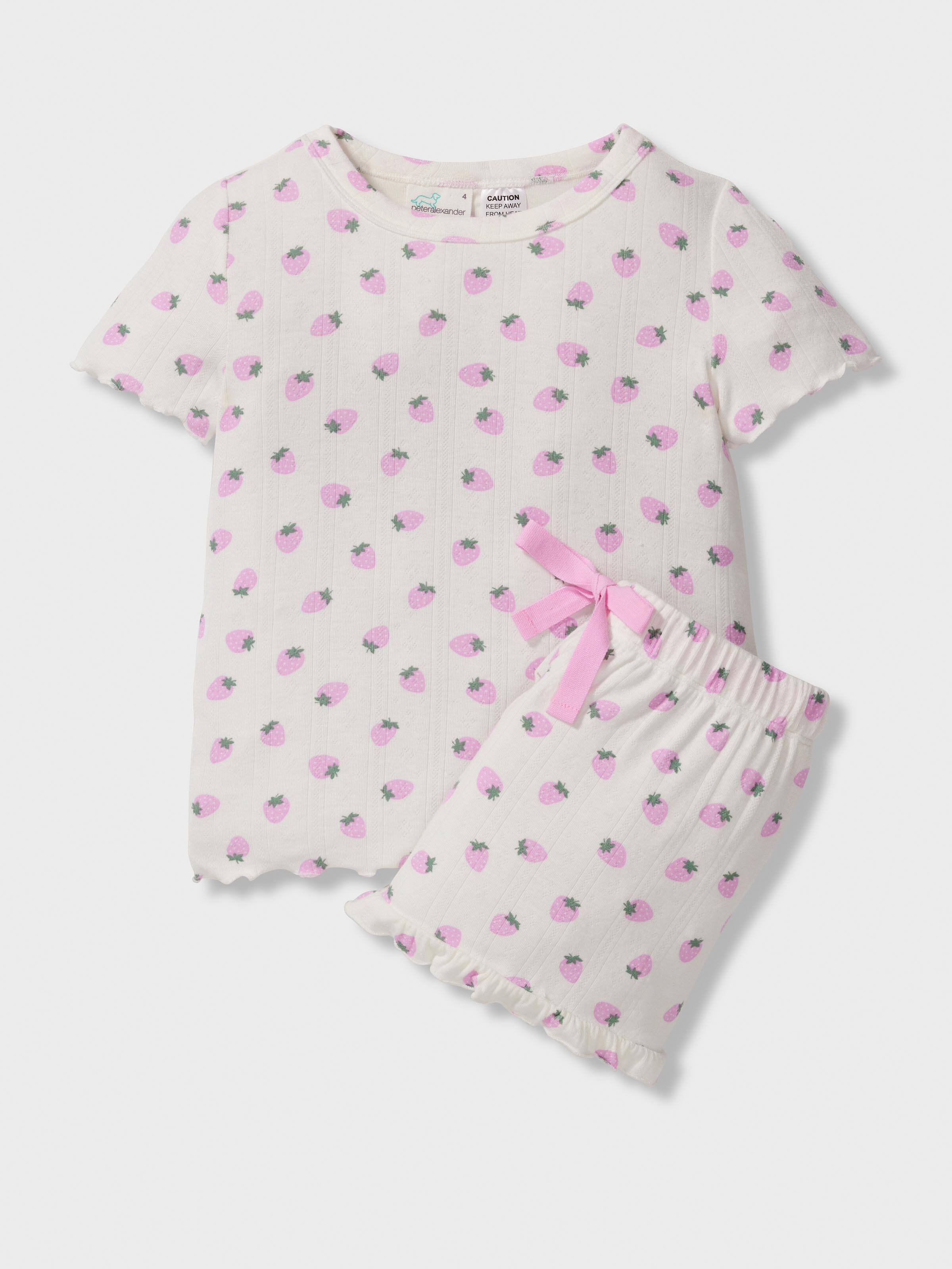Girls Strawberry Short Pj Set