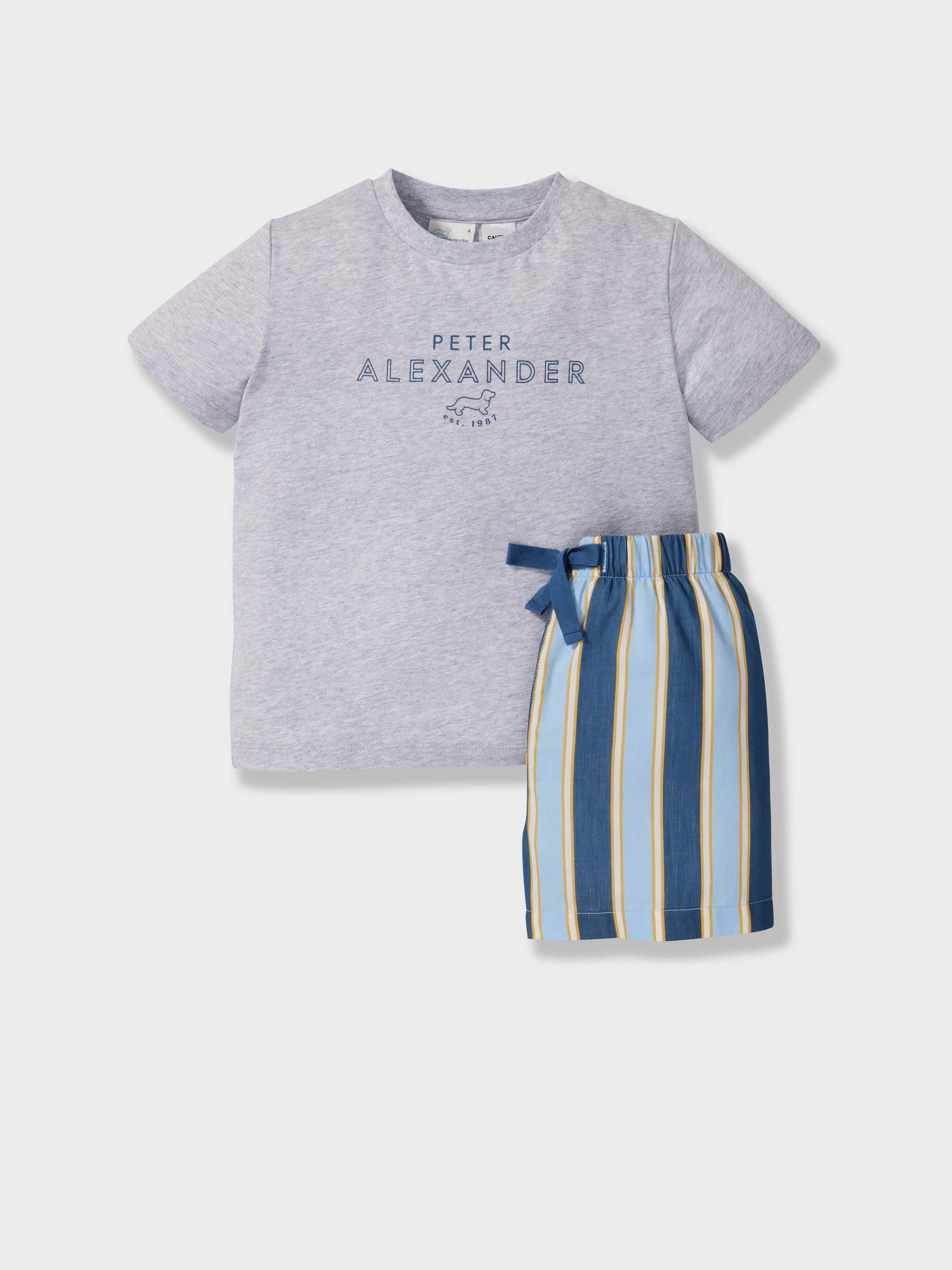 Jnr Boys Blue Stripes Short Pj Set