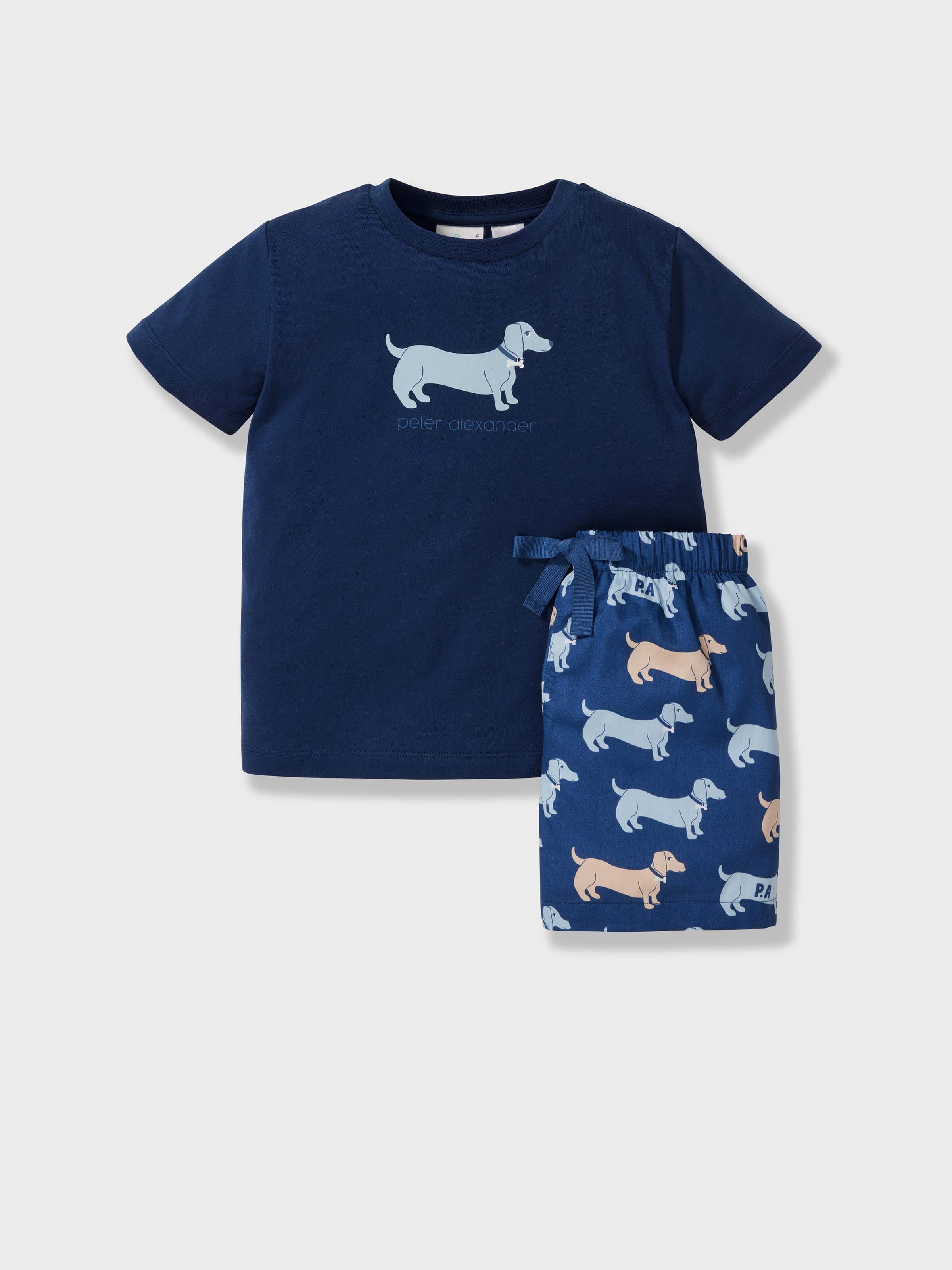 Jnr Boys Navy Penny Short Pj Set