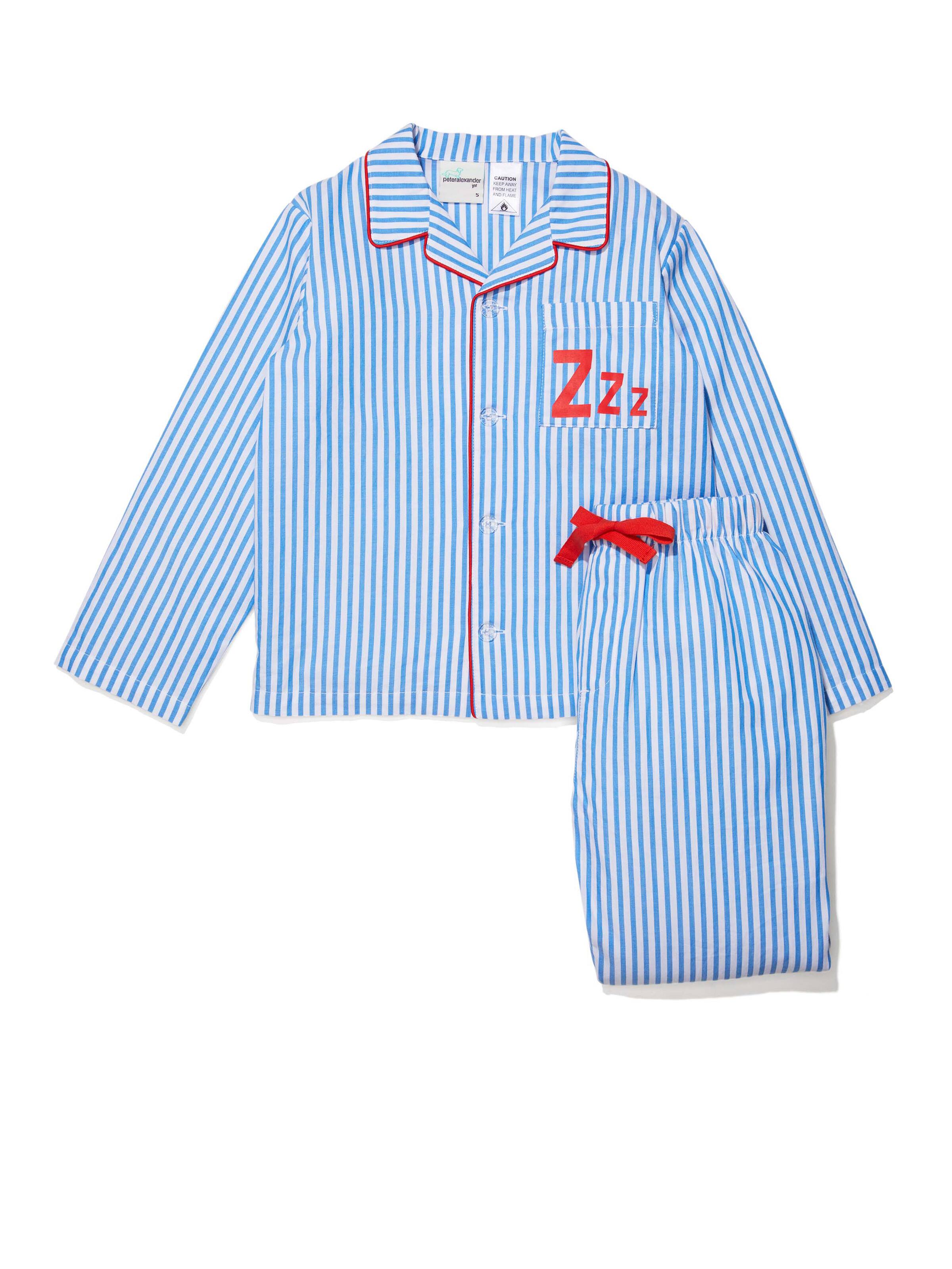 Jnr Boys Blue Stripe Long Pj Set