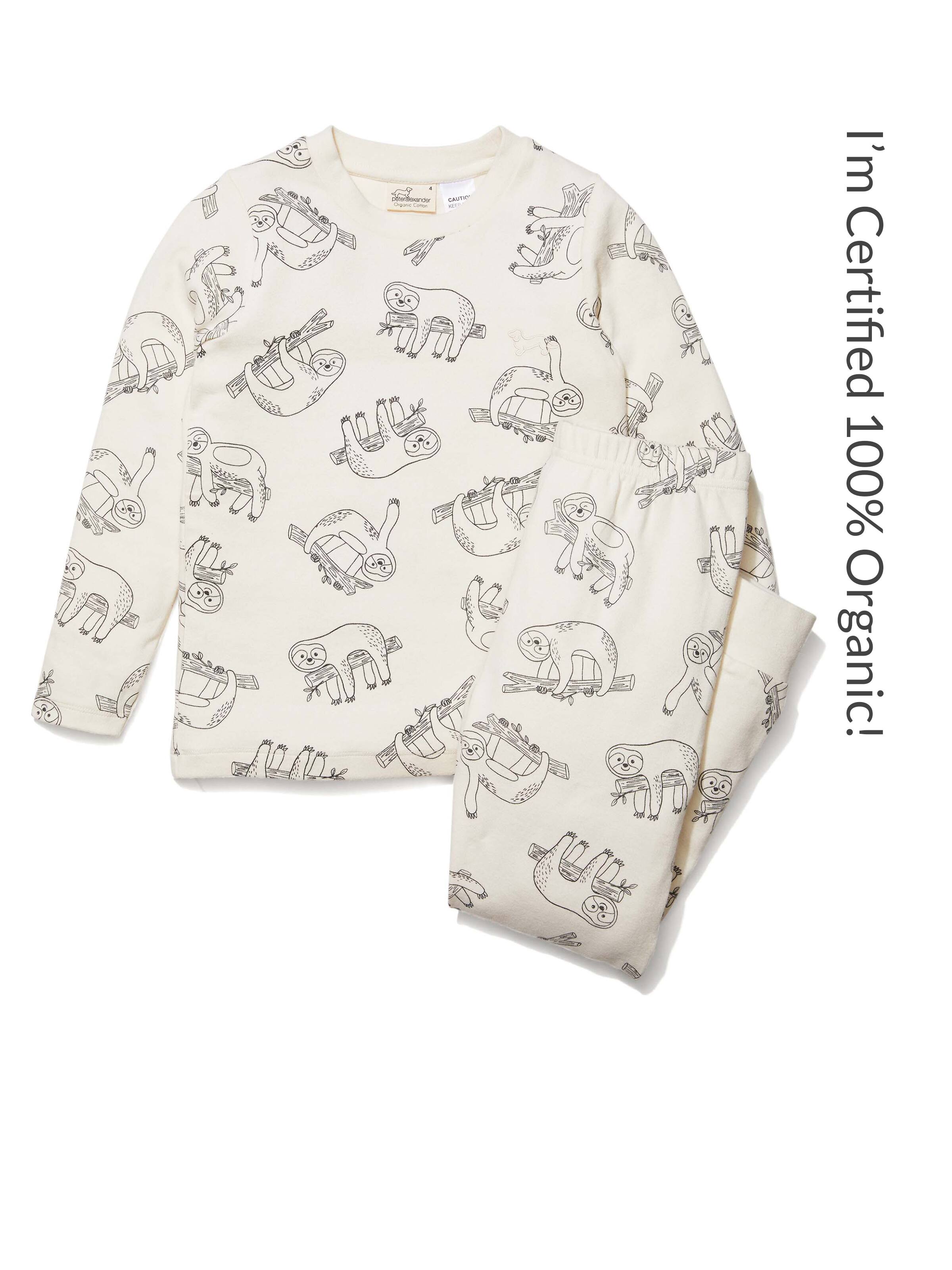 Jnr Kids 100% Organic Sloth Pj Set