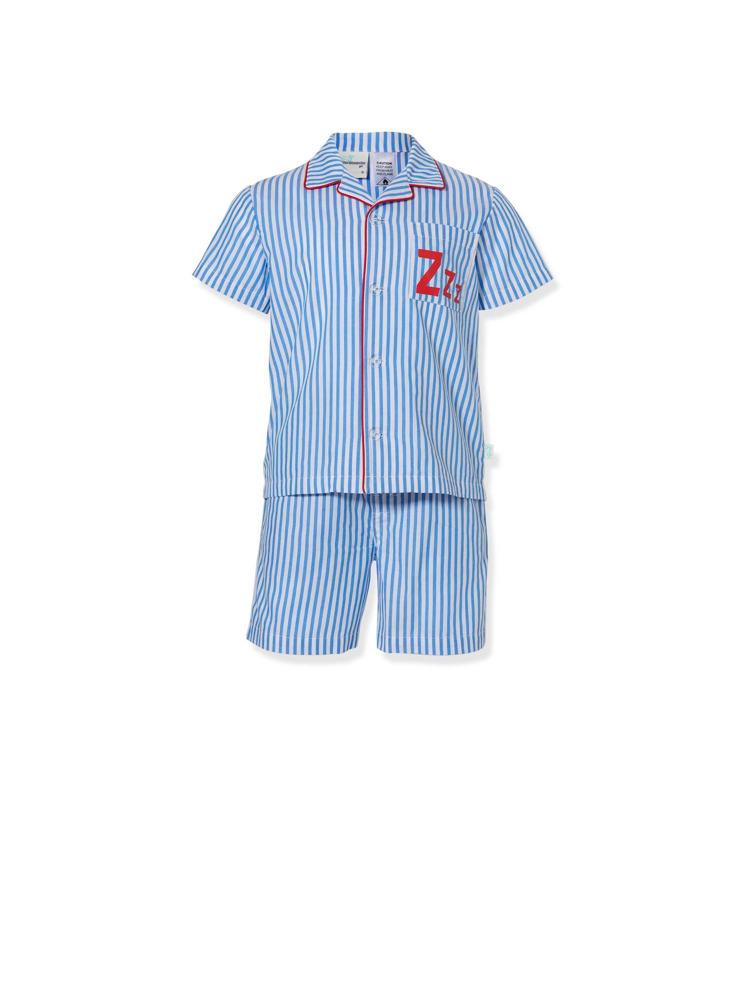 Jnr Boys Blue Stripe Short Pj Set