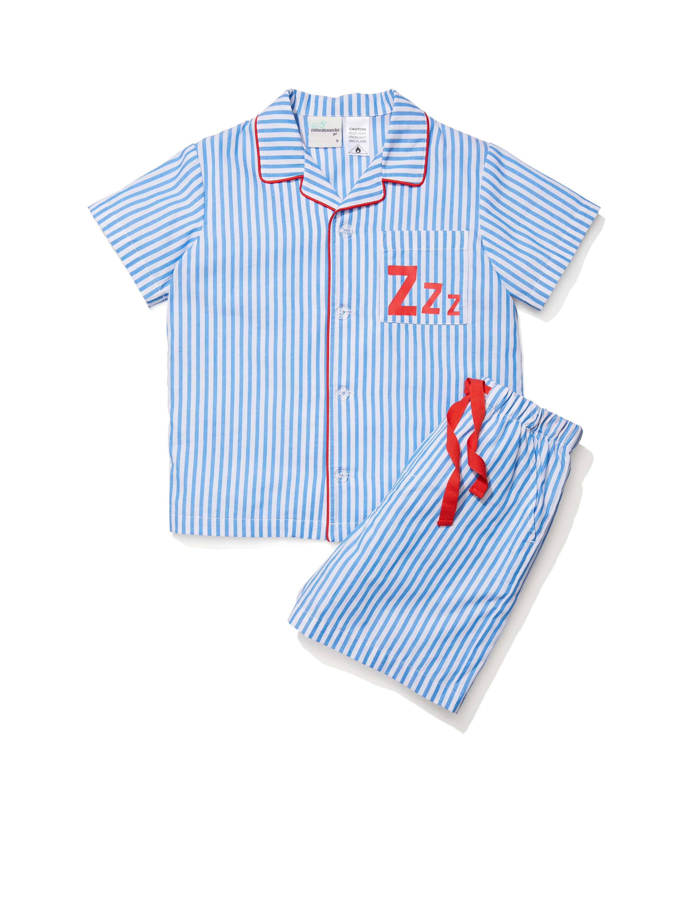 Jnr Boys Blue Stripe Short Pj Set