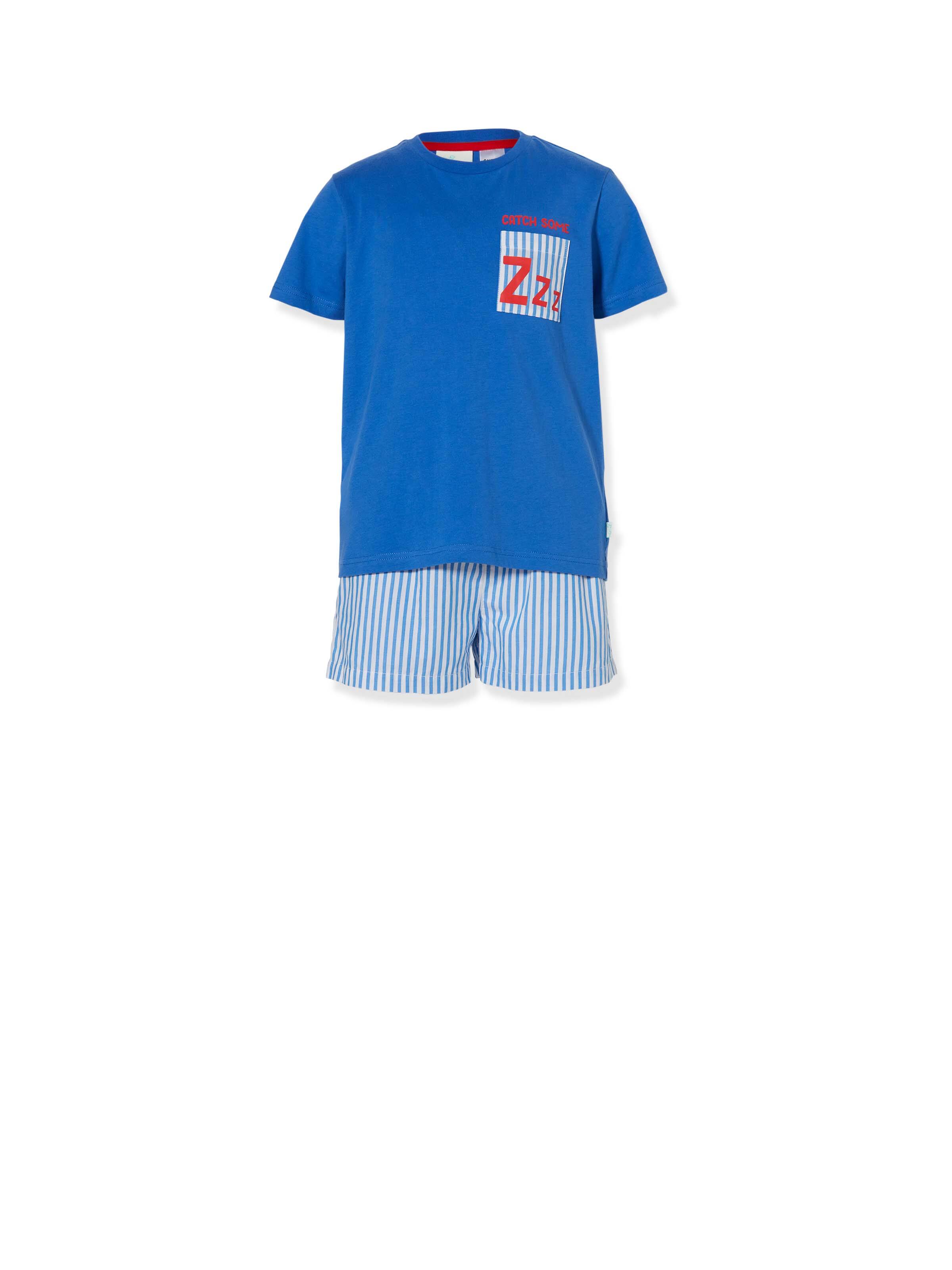 Boys Blue Stripe Short Pj Set