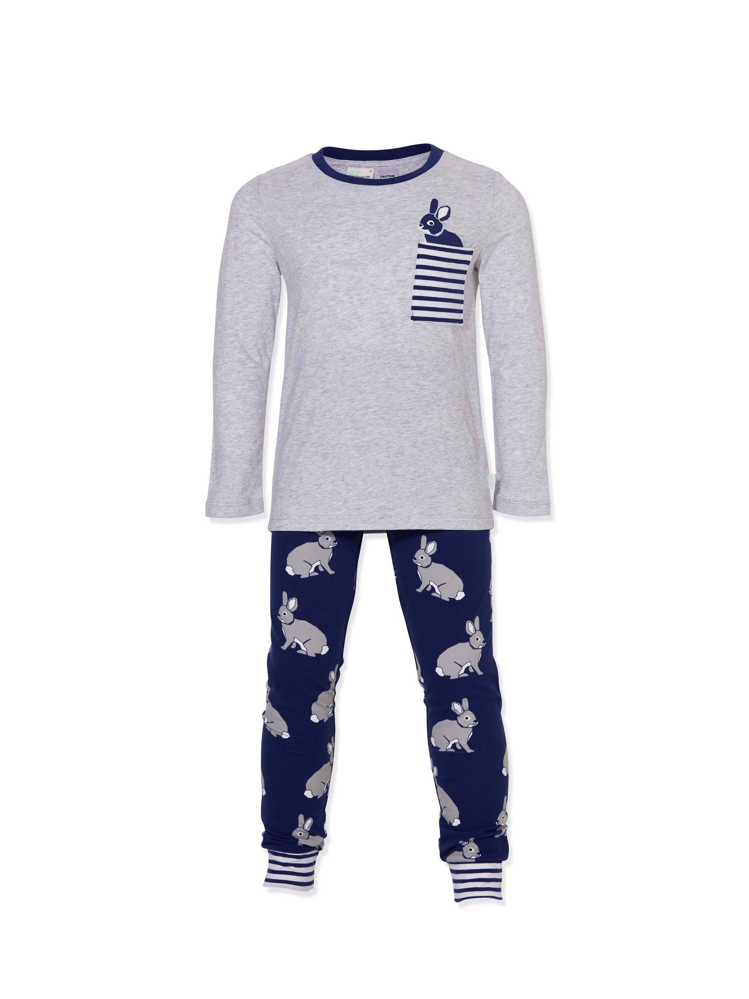 Jnr Boys Navy Bunny Pj Set
