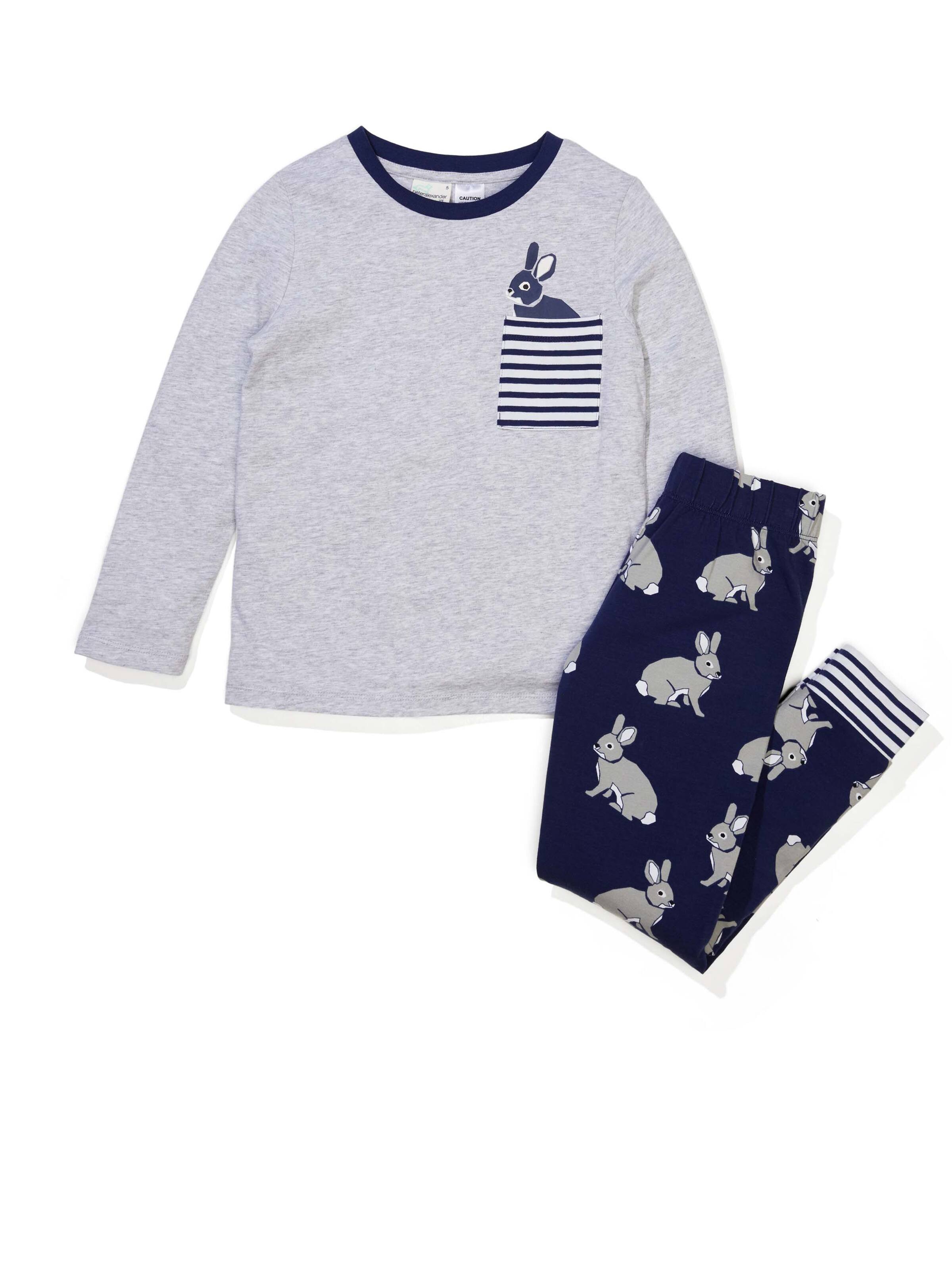 Jnr Boys Navy Bunny Pj Set