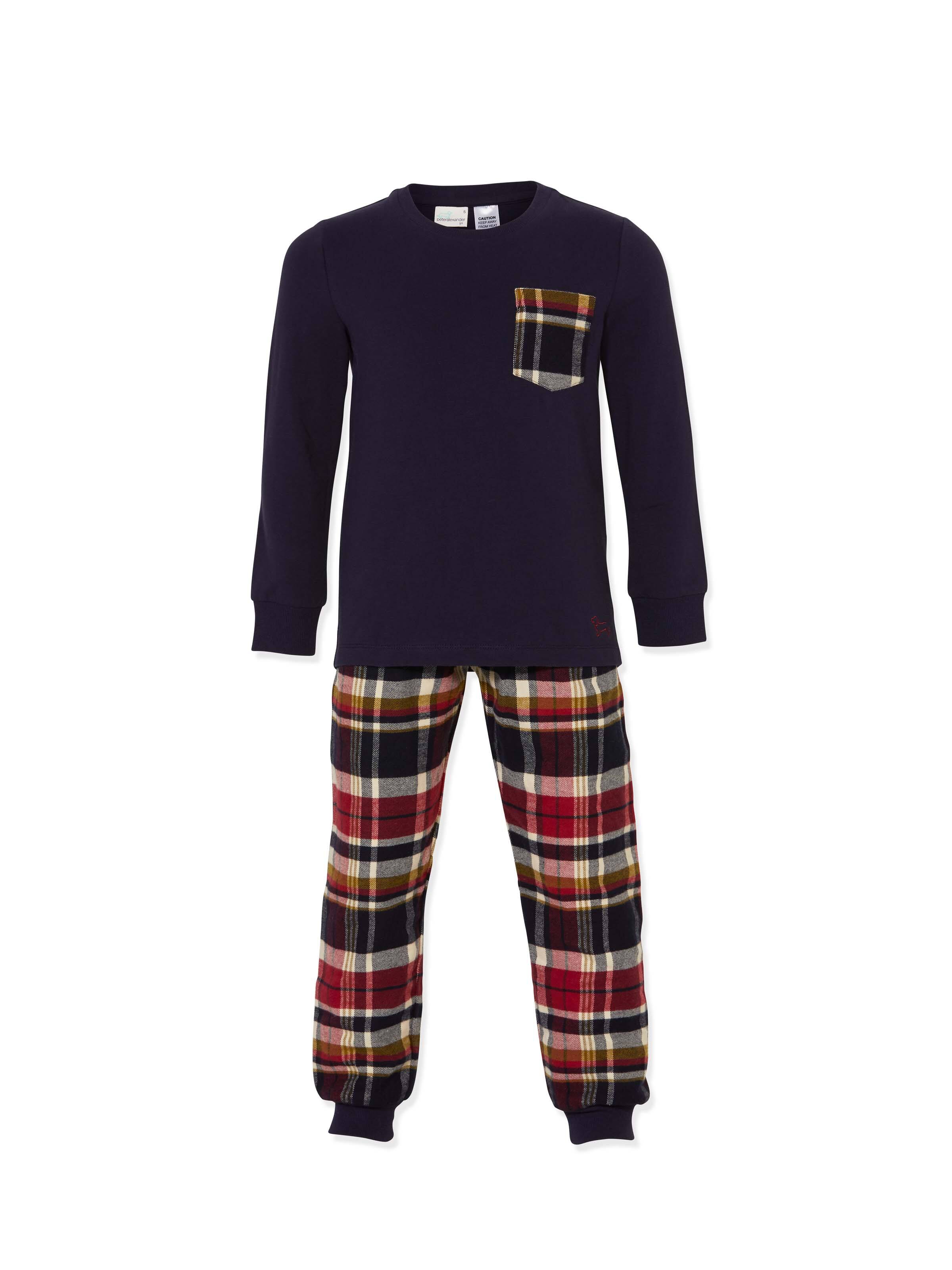 Jnr Boys Dark Check Pj Set