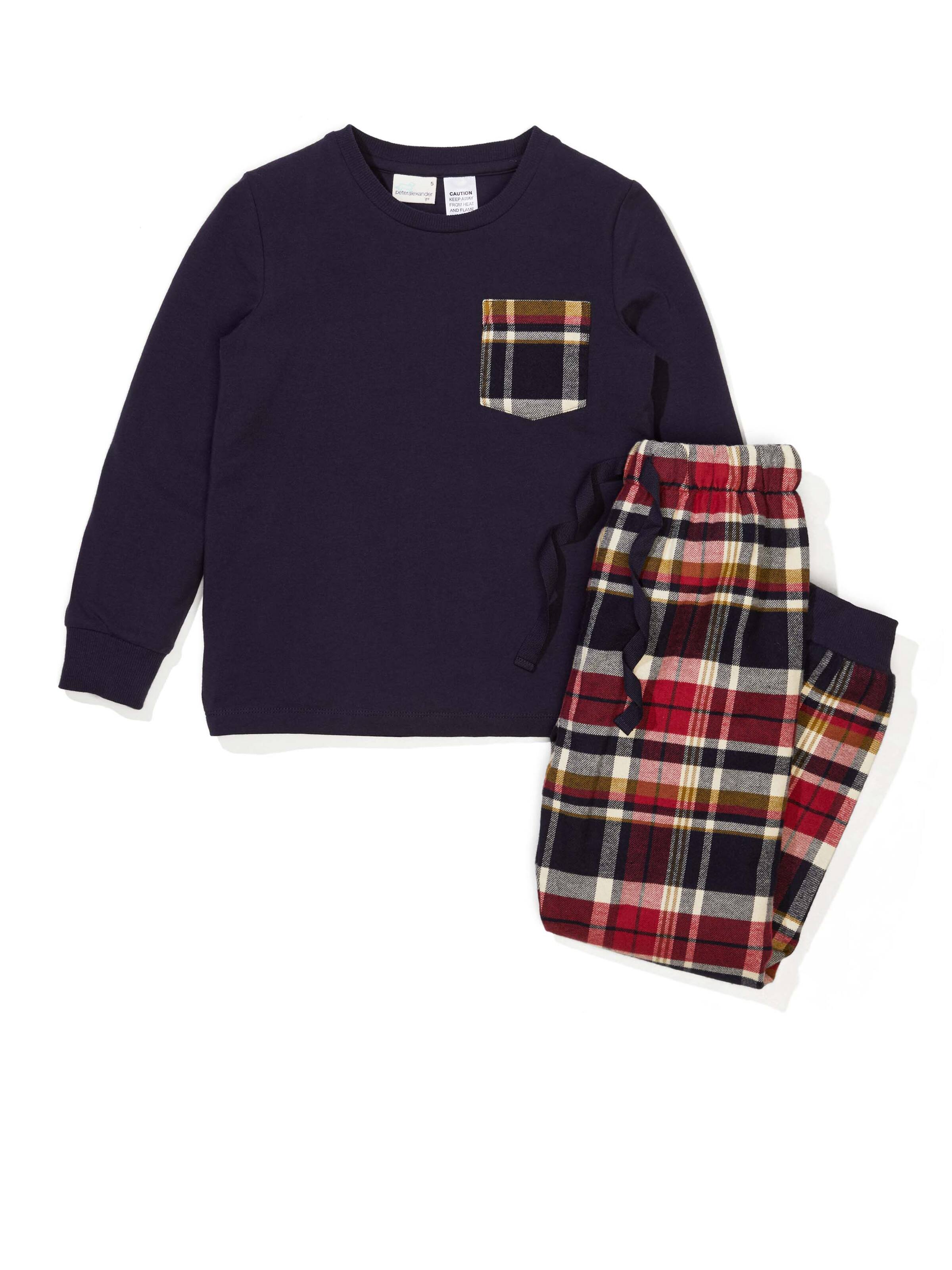 Jnr Boys Dark Check Pj Set