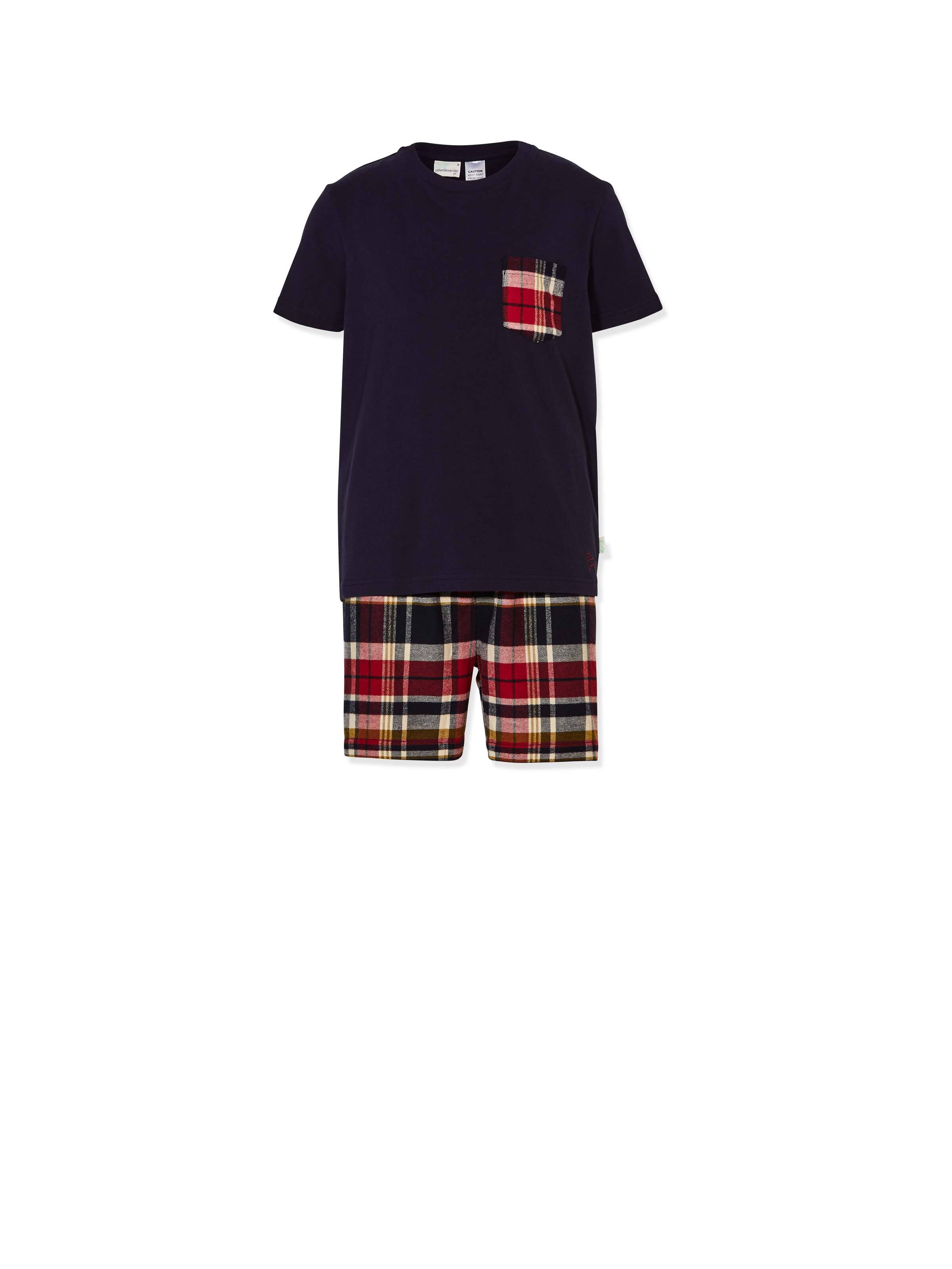 Boys Dark Check Short Sleeve Pj Set