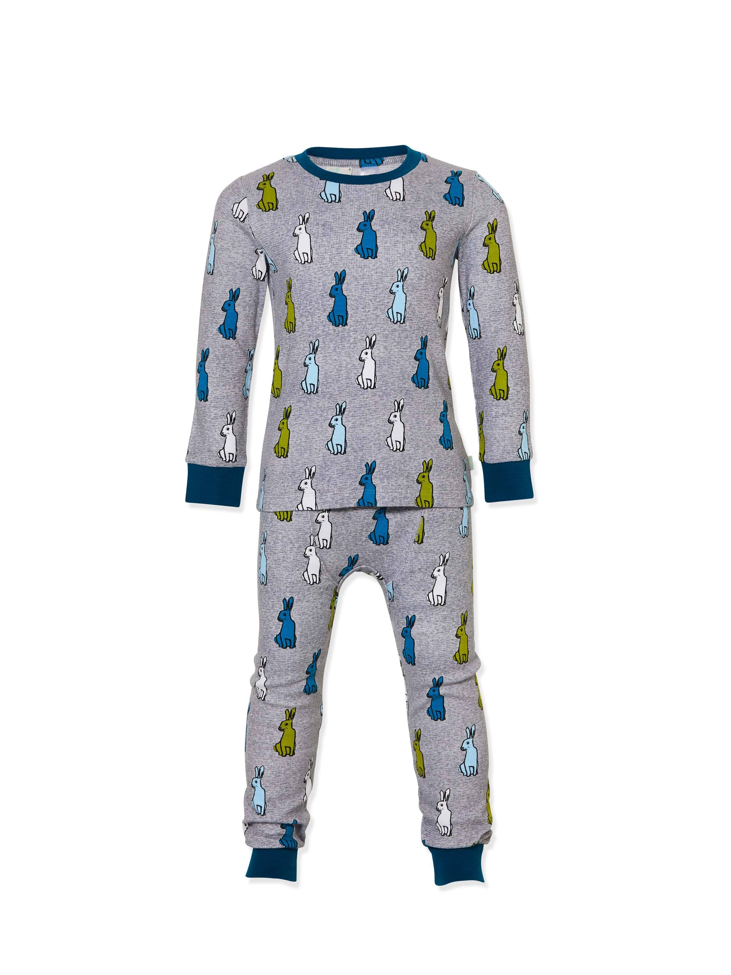 Jnr Boys Mini Bunny Long Waffle Pj Set