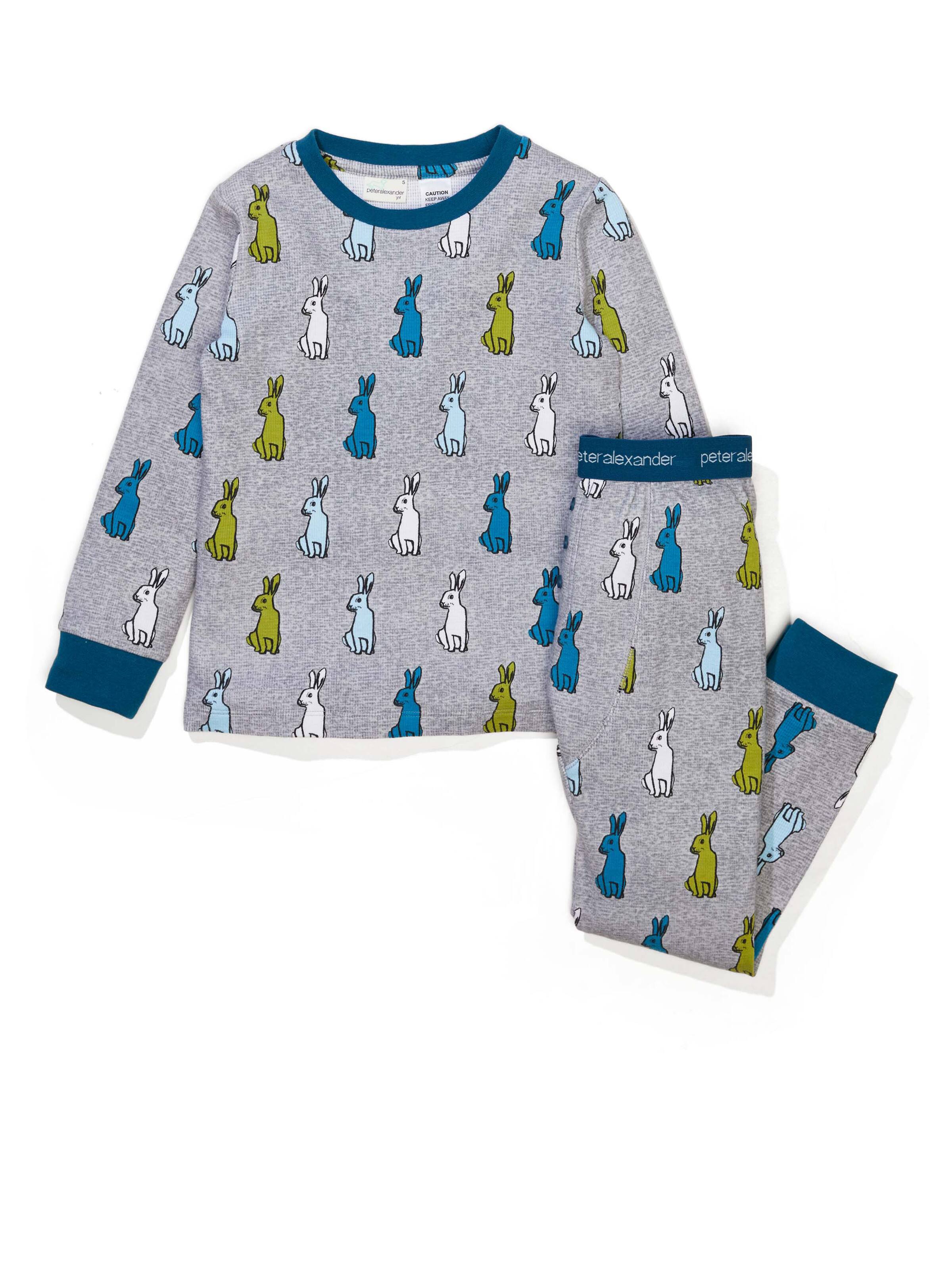 Jnr Boys Mini Bunny Long Waffle Pj Set