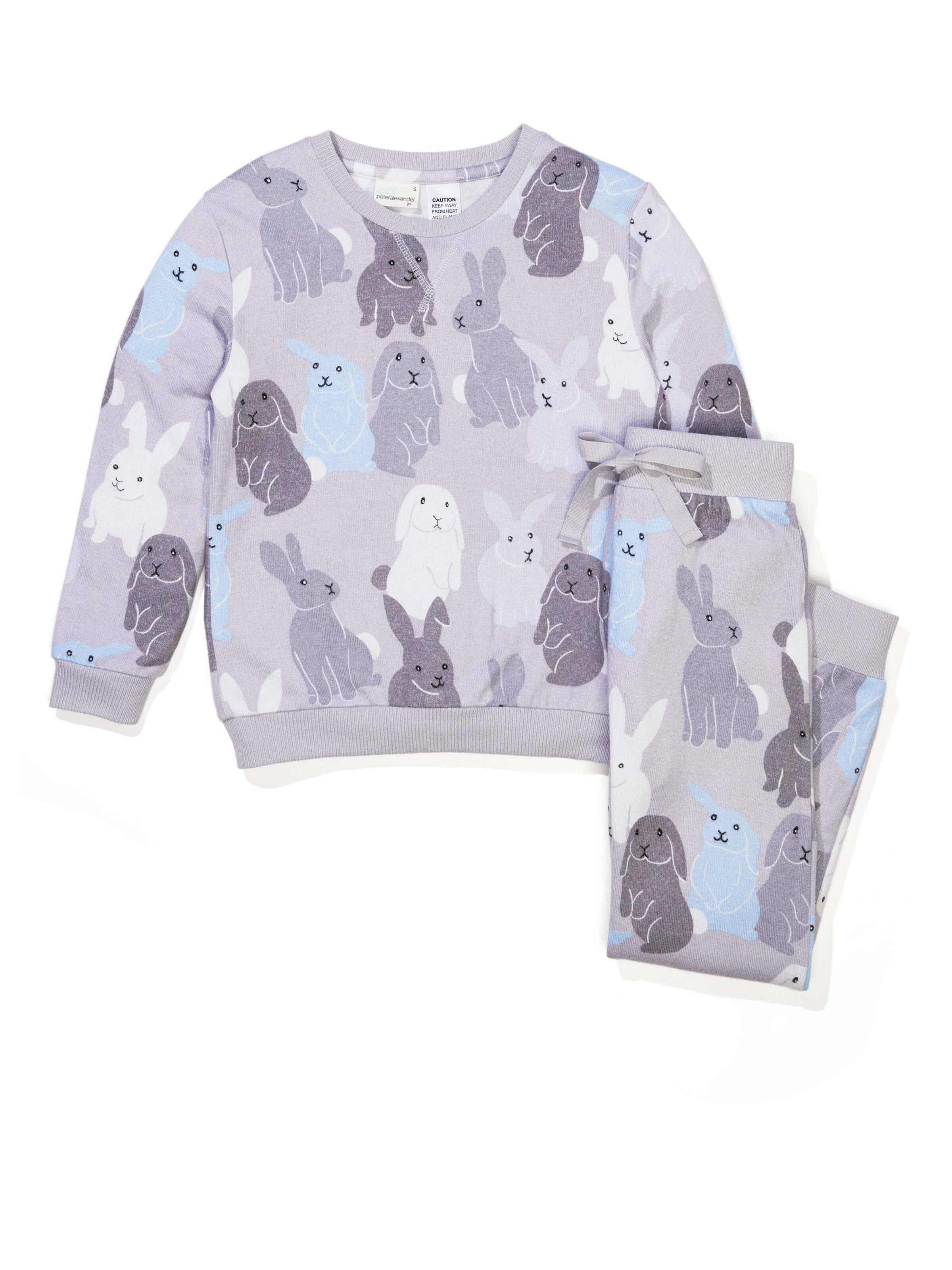 Jnr Boys Grey Bunny Fuzzy Pj Set