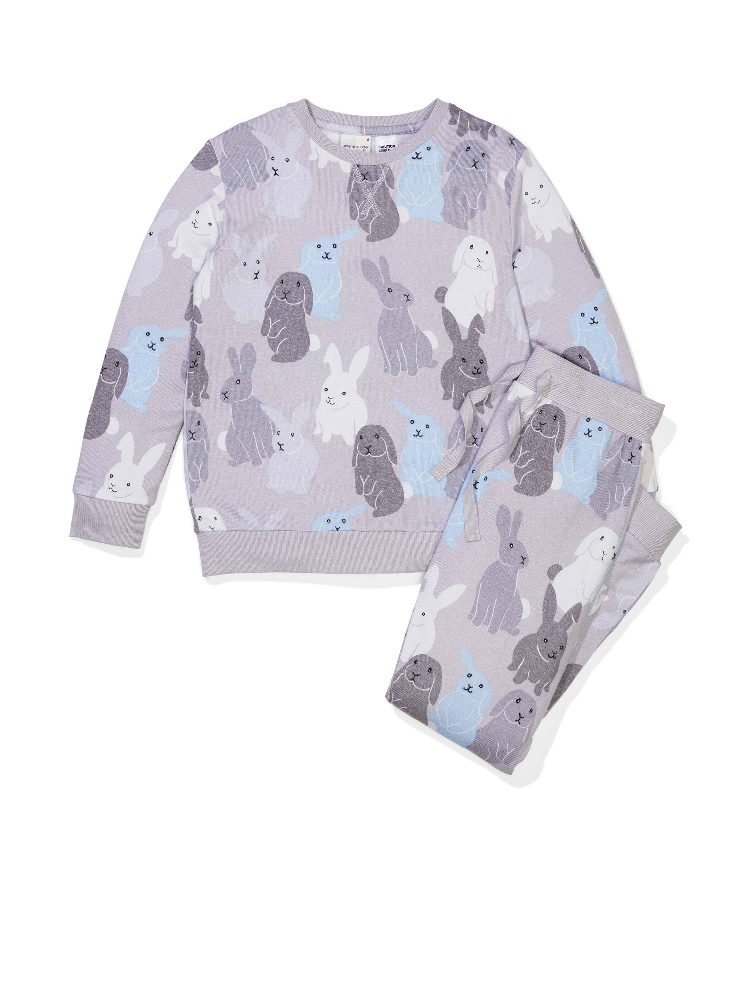Boys Grey Fuzzy Bunny Pj Set