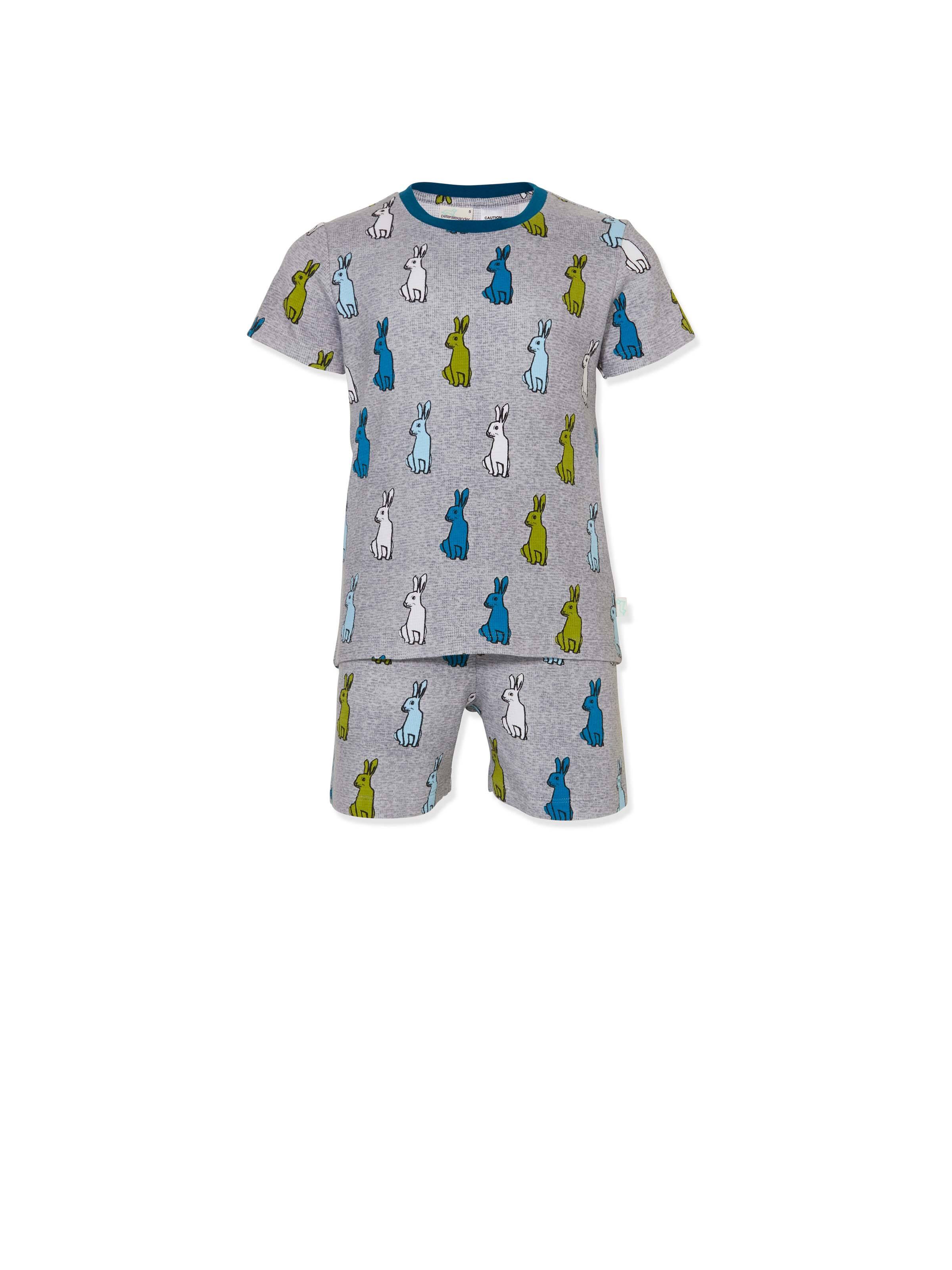 Jnr Boys Mini Bunny Waffle Short Pj Set