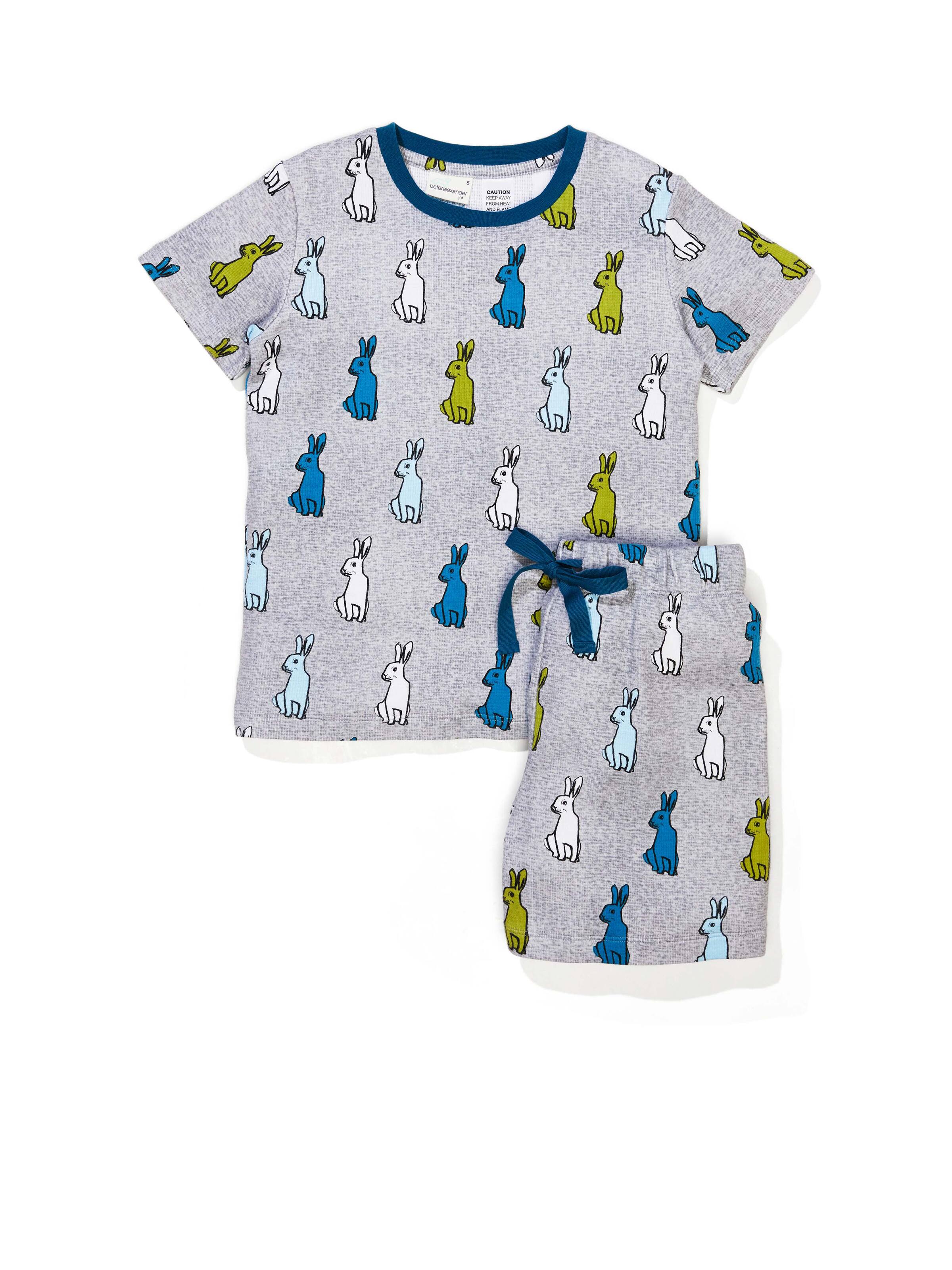 Jnr Boys Mini Bunny Waffle Short Pj Set