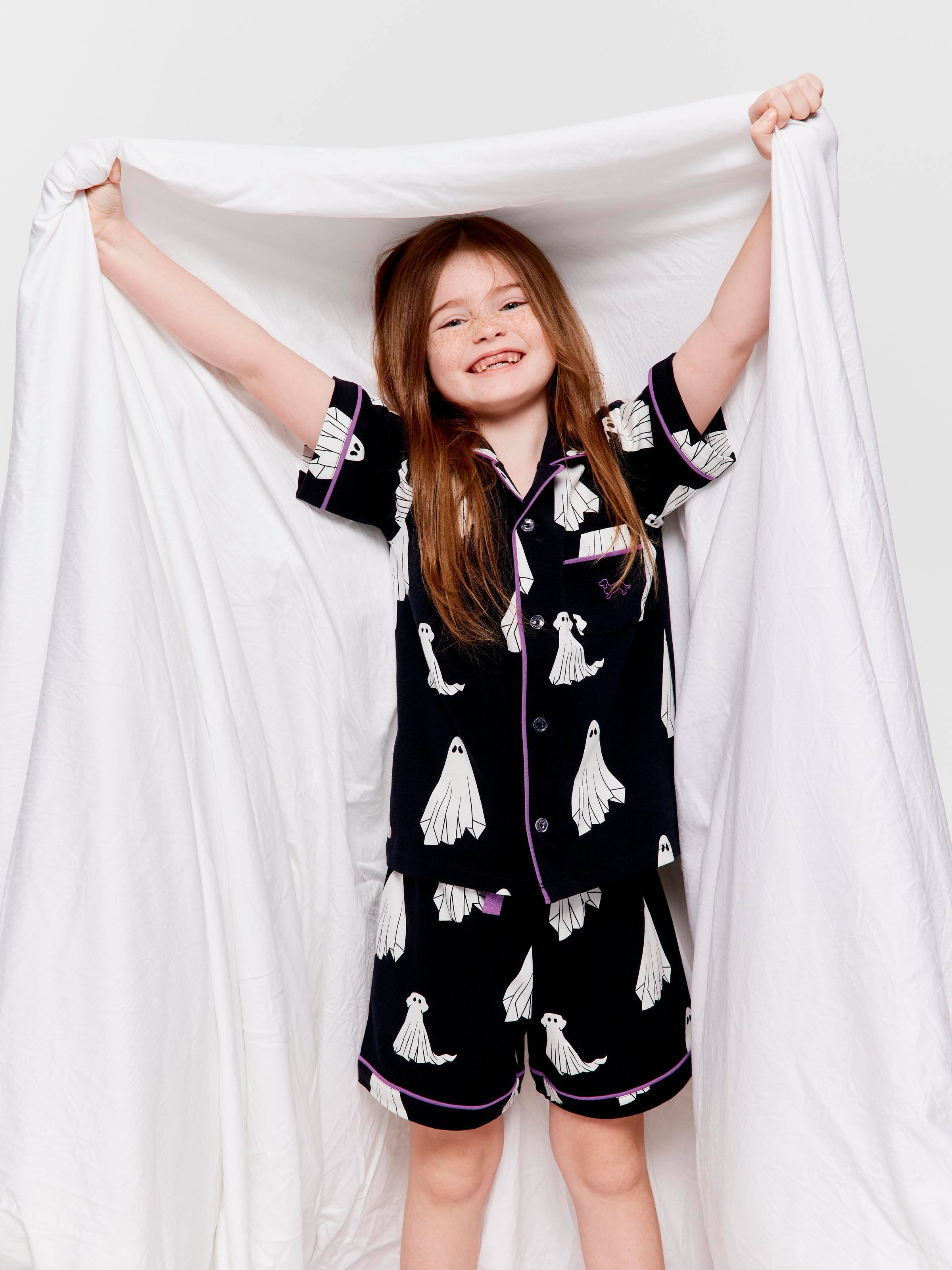 Jnr Kids Spooky Ghost Classic Shortie Pj Set