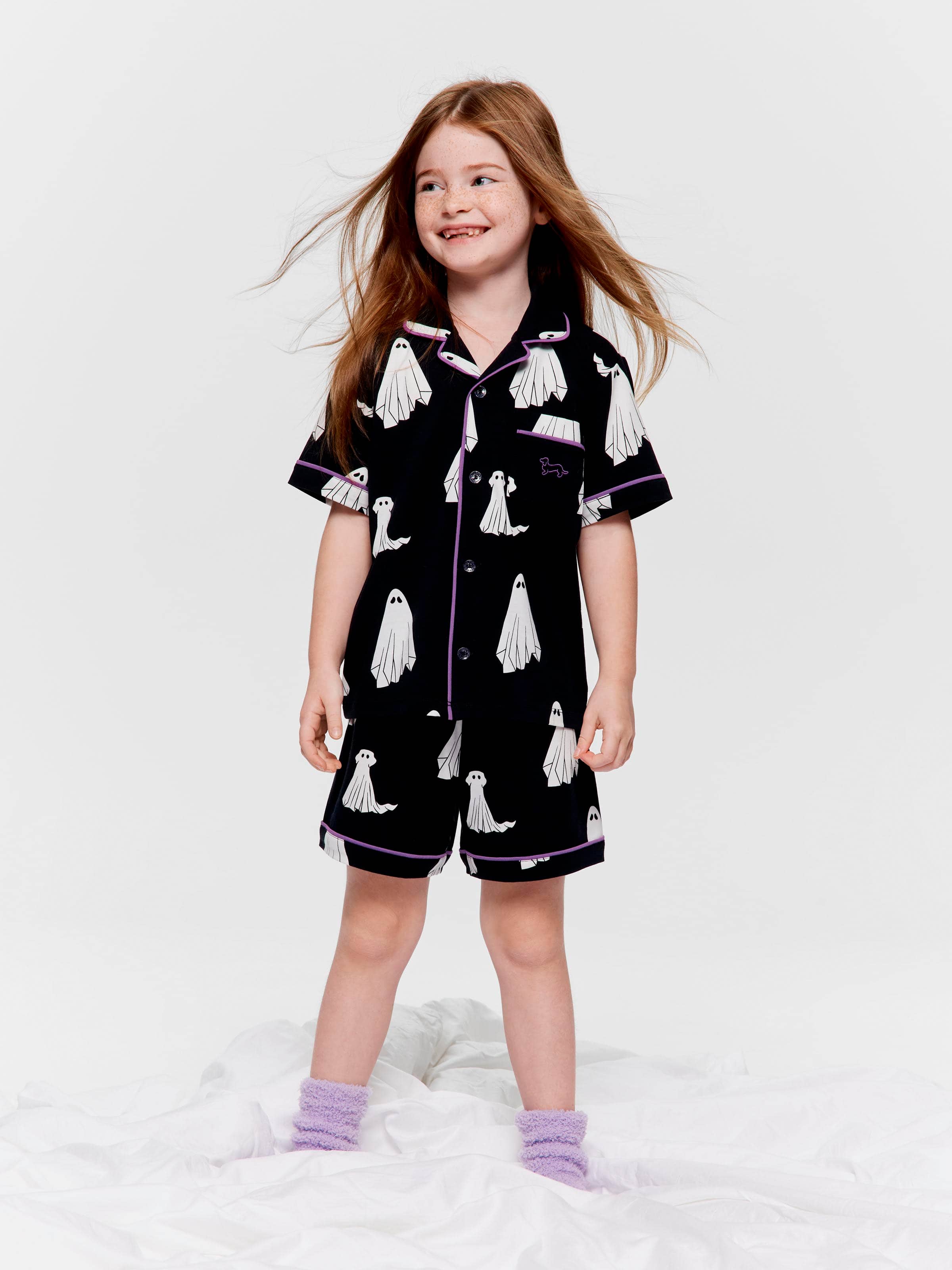 Jnr Kids Spooky Ghost Classic Shortie Pj Set