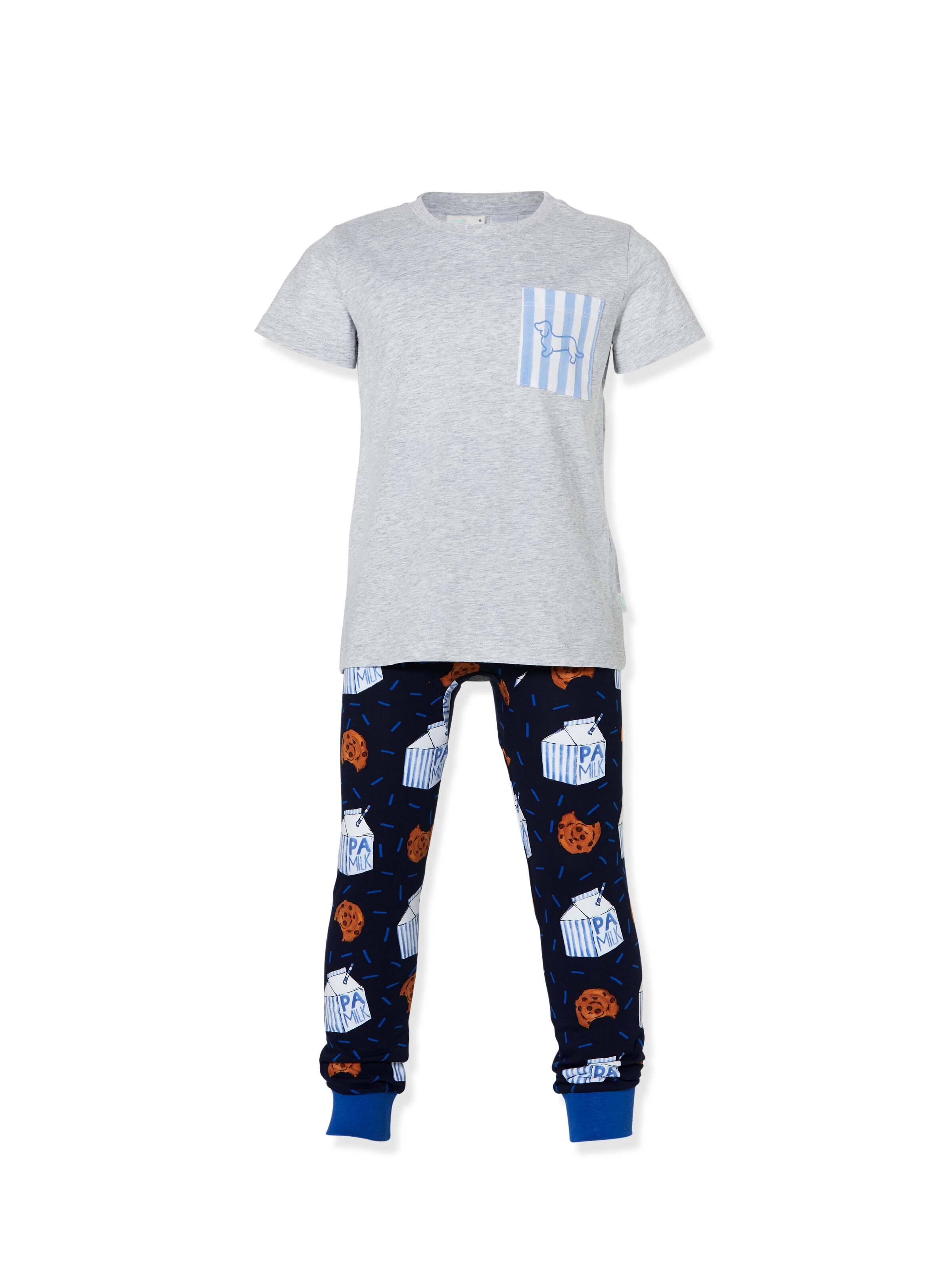 Jnr Boys Milk & Cookie Short Sleeve Pj Set