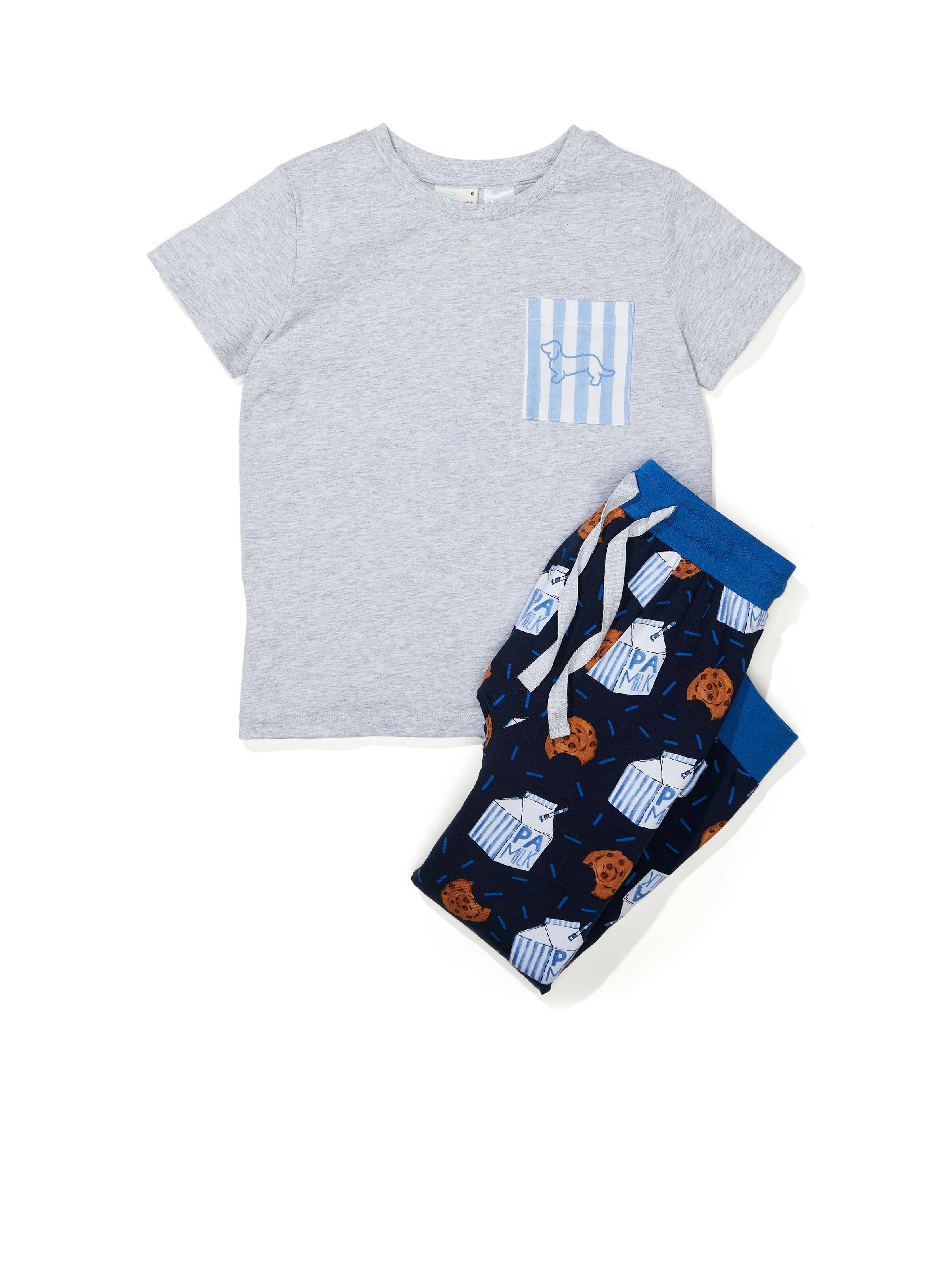 Jnr Boys Milk & Cookie Short Sleeve Pj Set