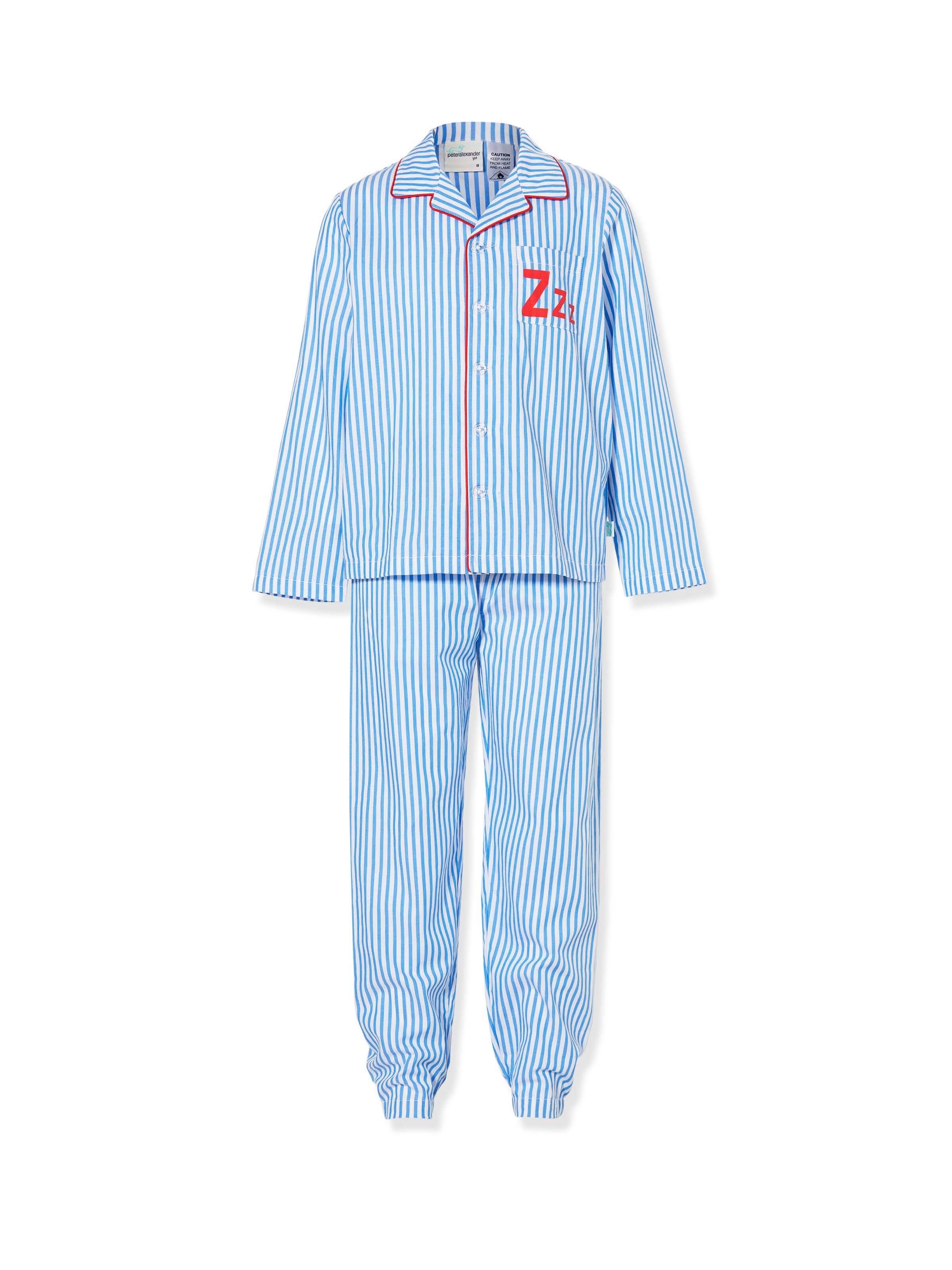Boys Blue Stripe Long Pj Set
