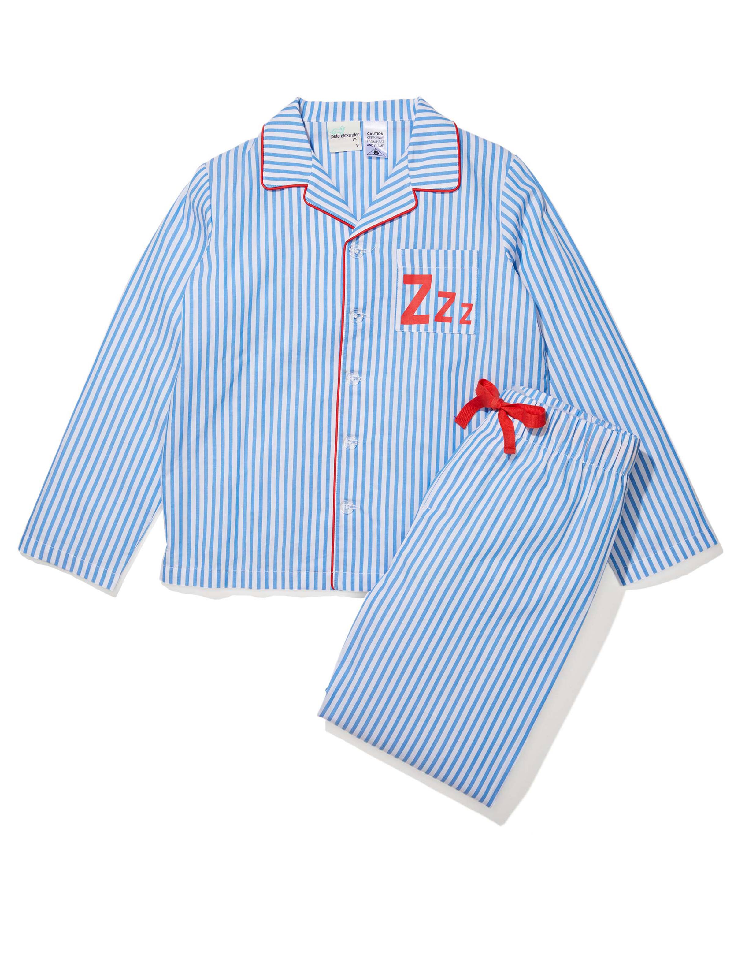 Boys Blue Stripe Long Pj Set