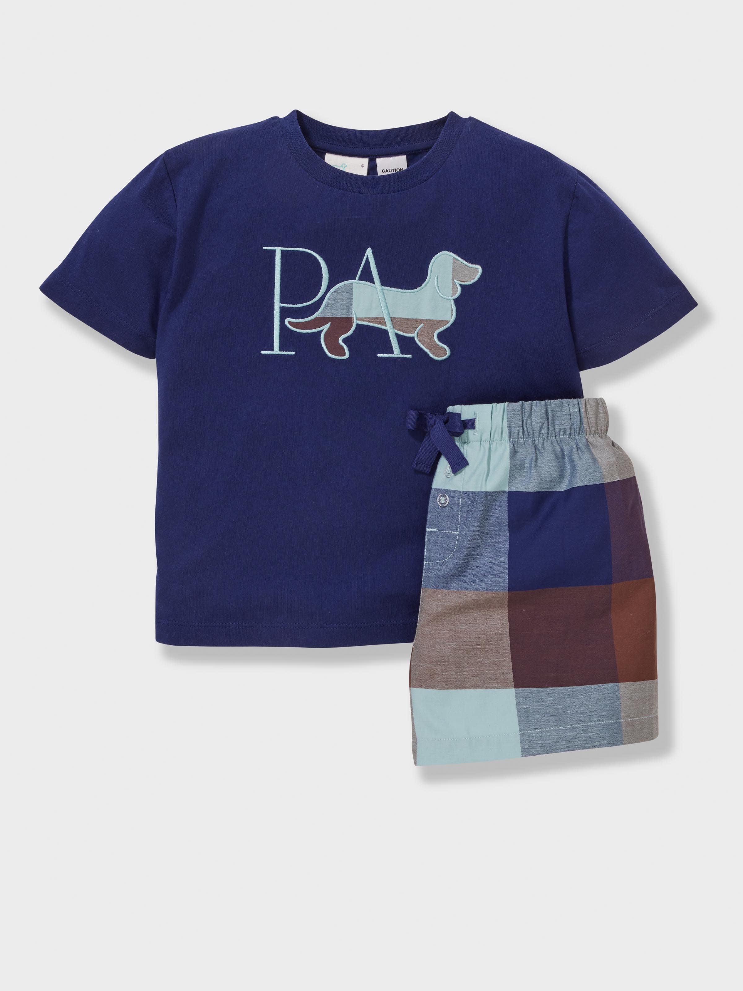 Jnr Boys Buffalo Check 100% Cotton Short Pj Set