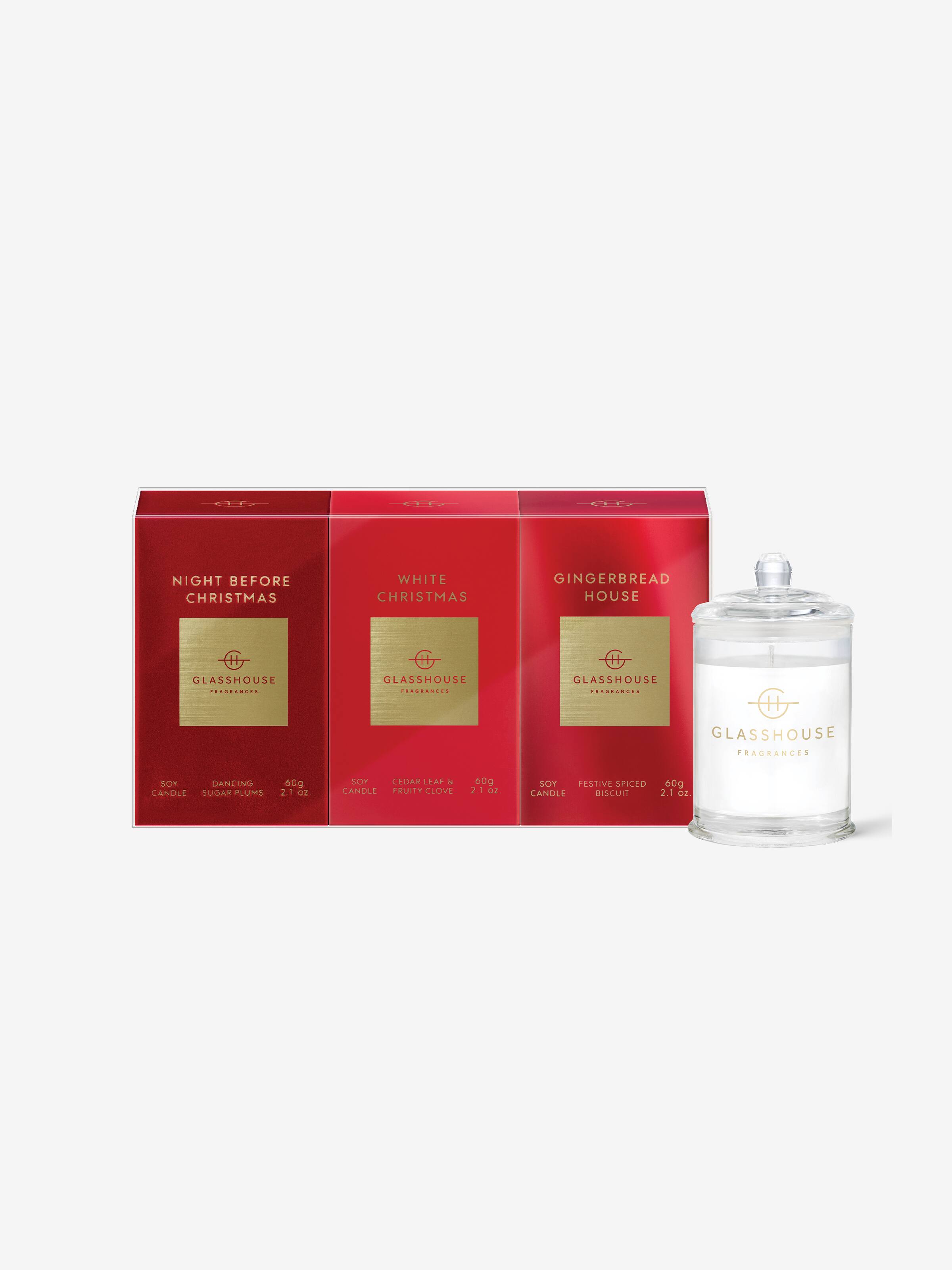 Glasshouse Fragrances Limited Edition Christmas Trio 3X 60G Candles