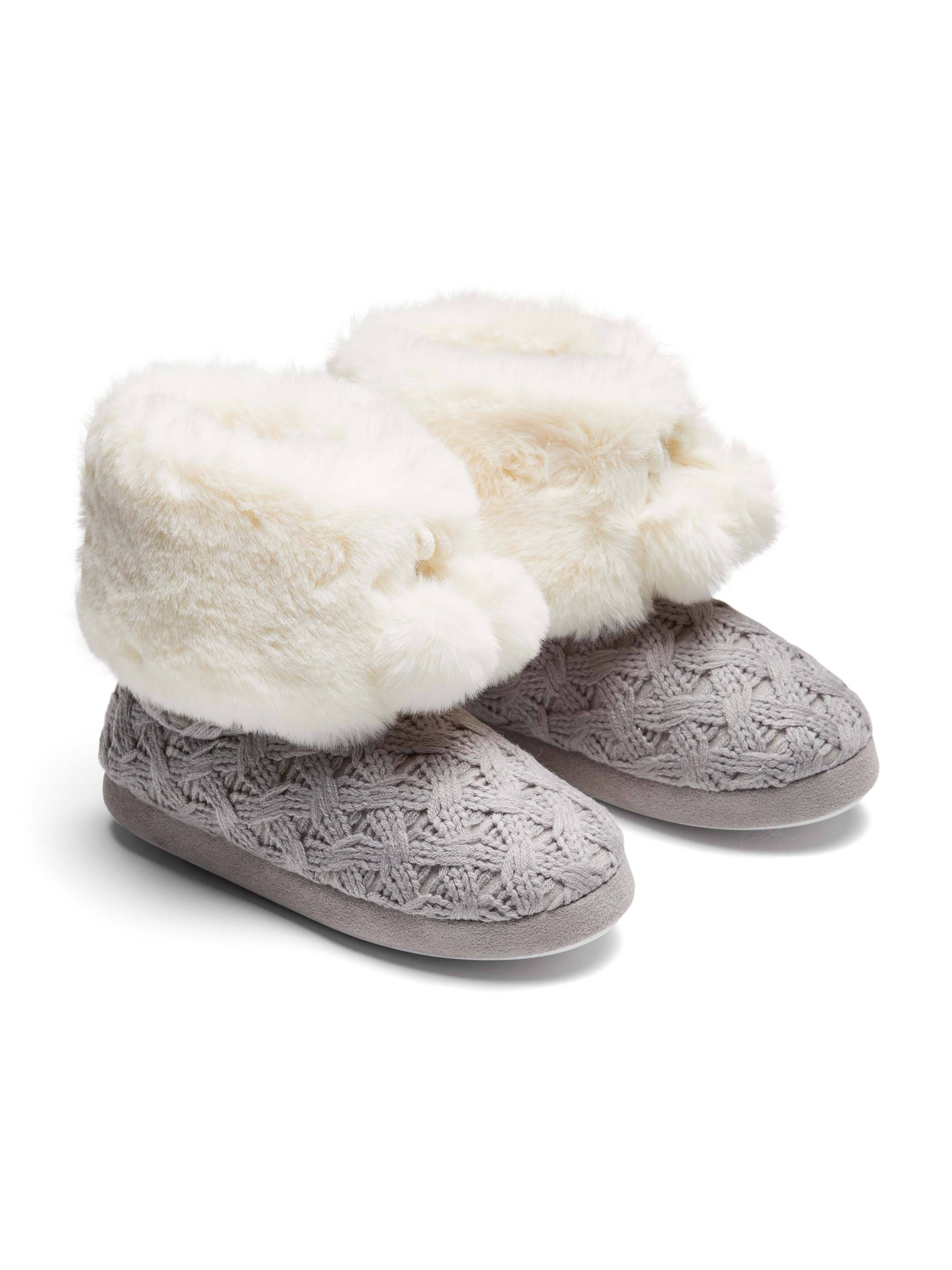 Chunky Knit Fur Cuff Boot