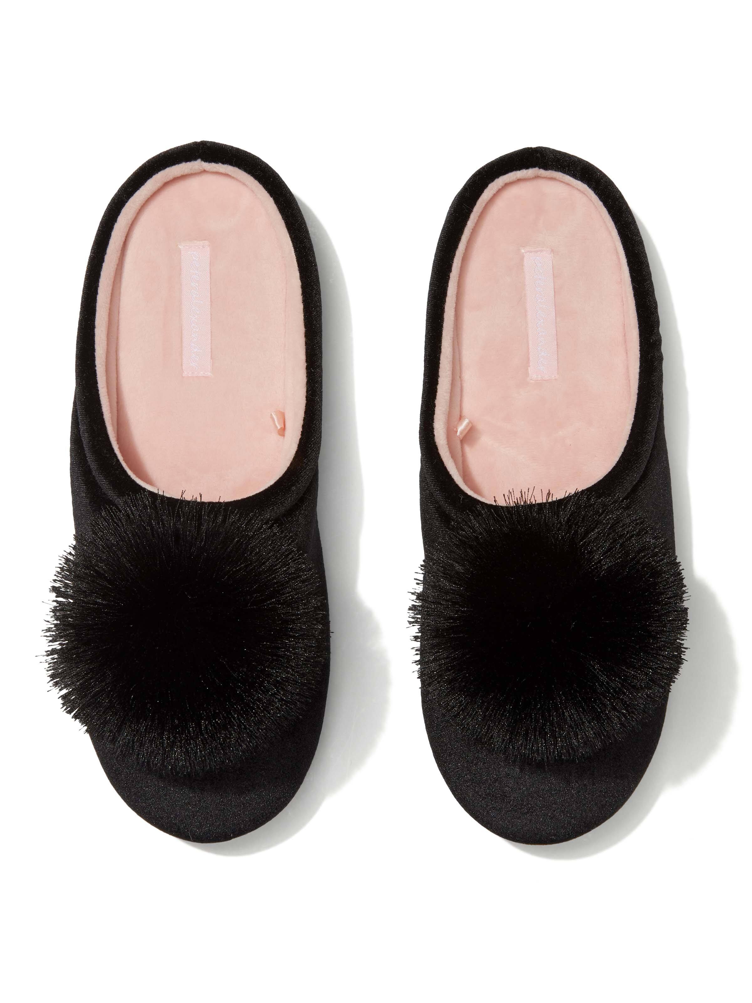 Velvet Pom Pom Slipper