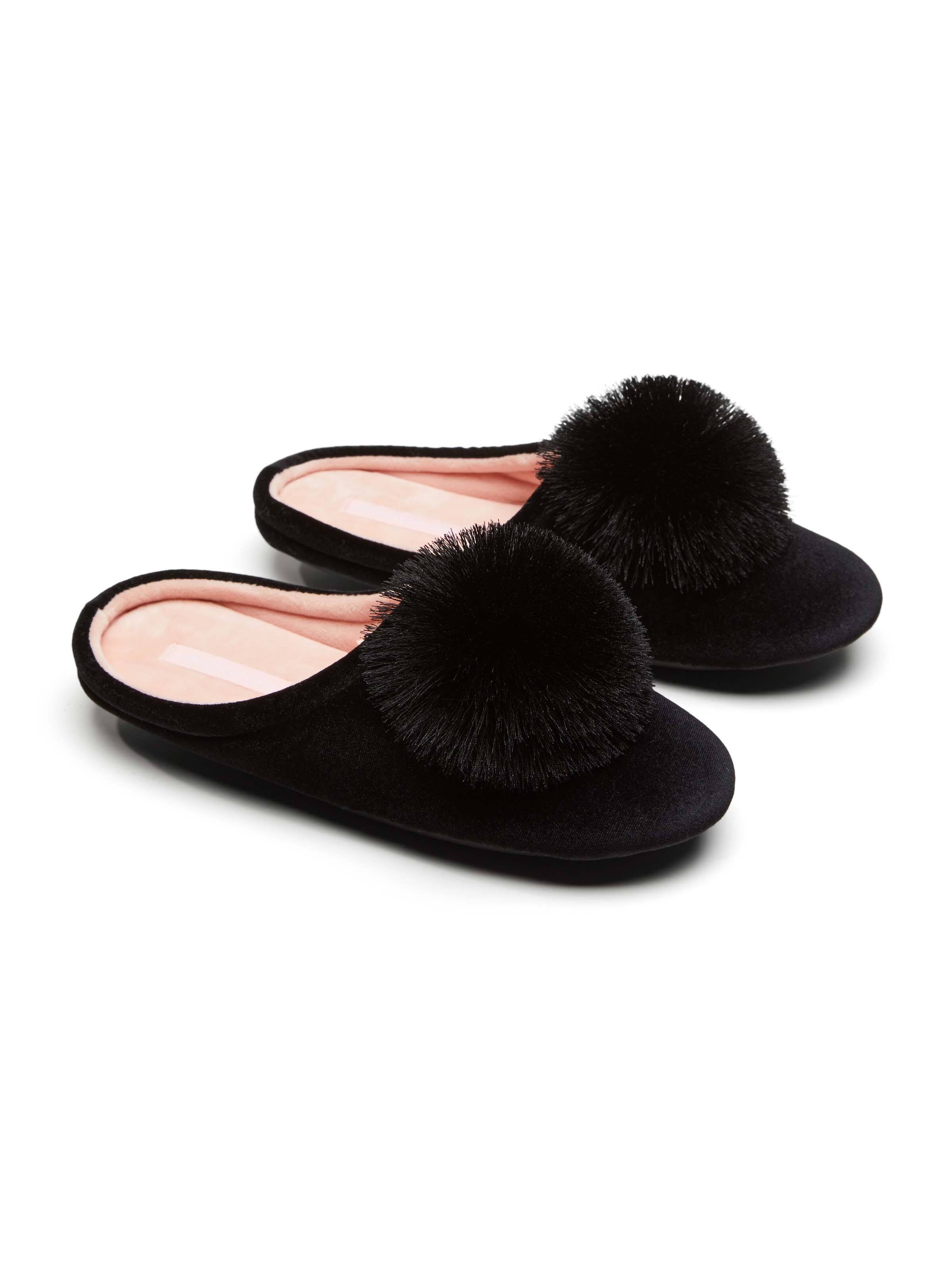 Velvet Pom Pom Slipper