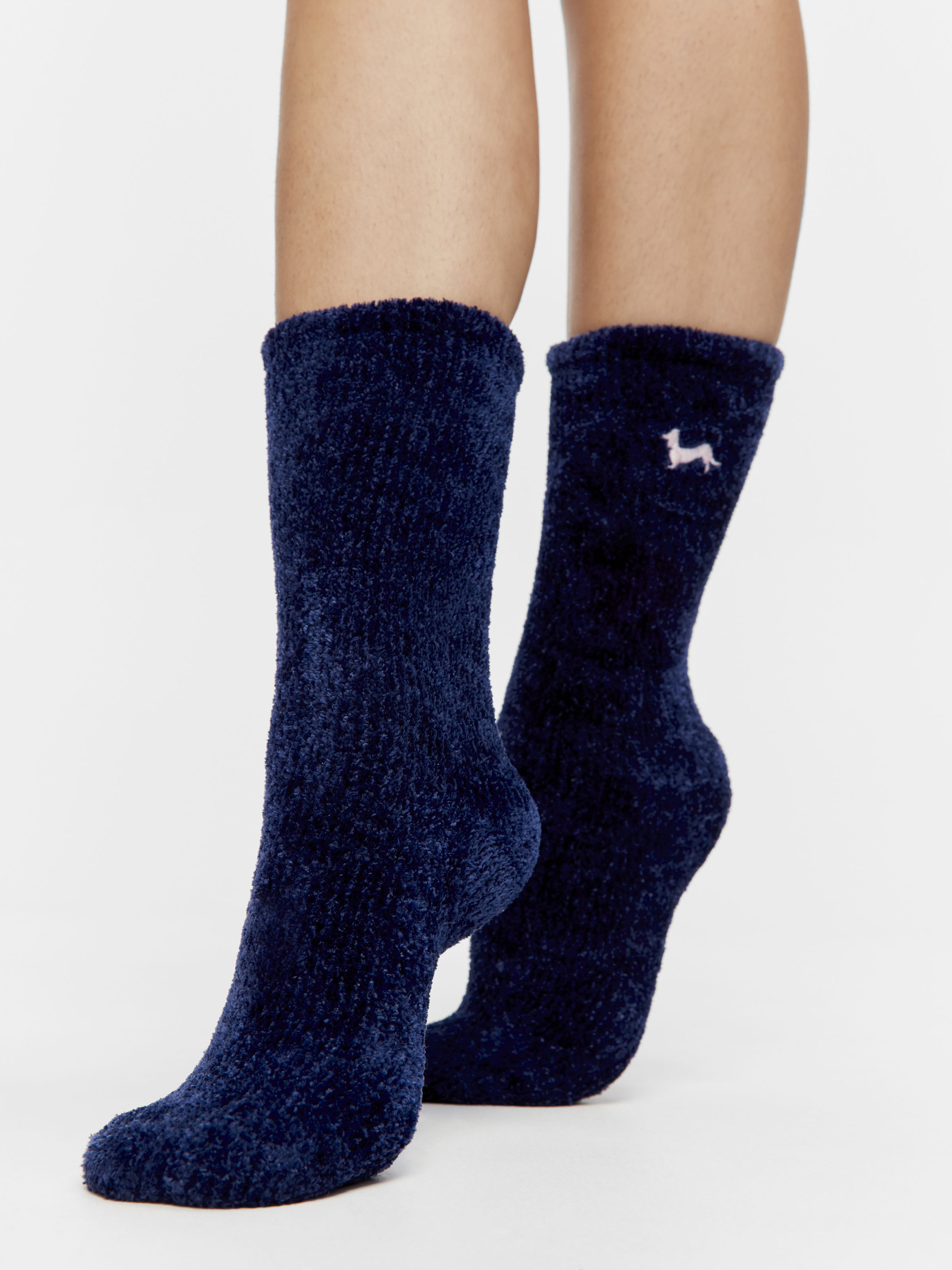 Soft Chenille Navy Mid Sock