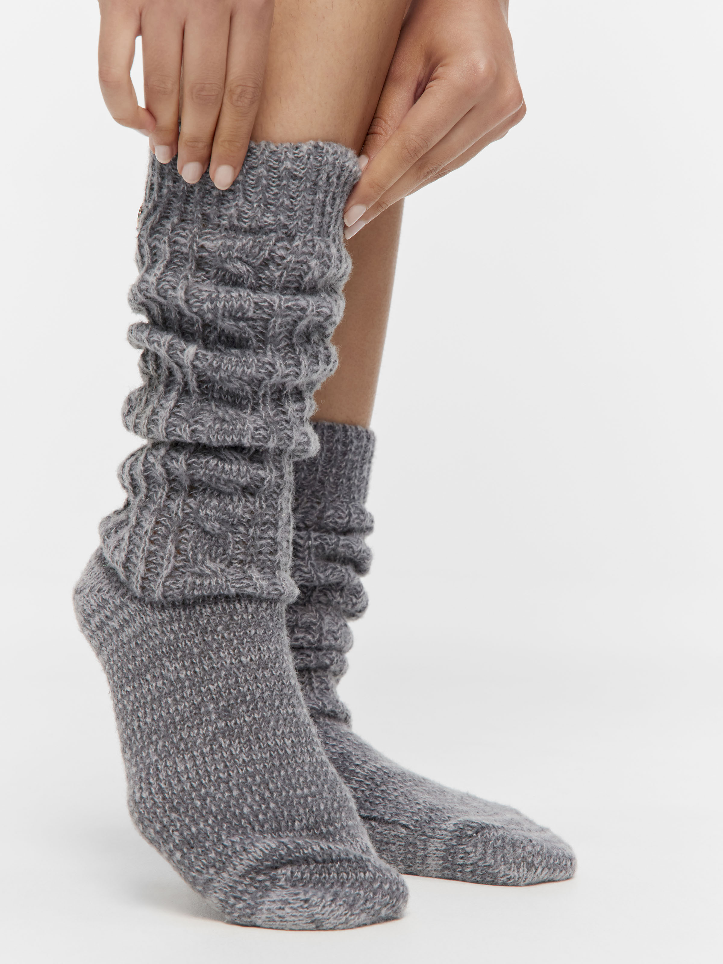 Charcoal Chunky Cable Sock
