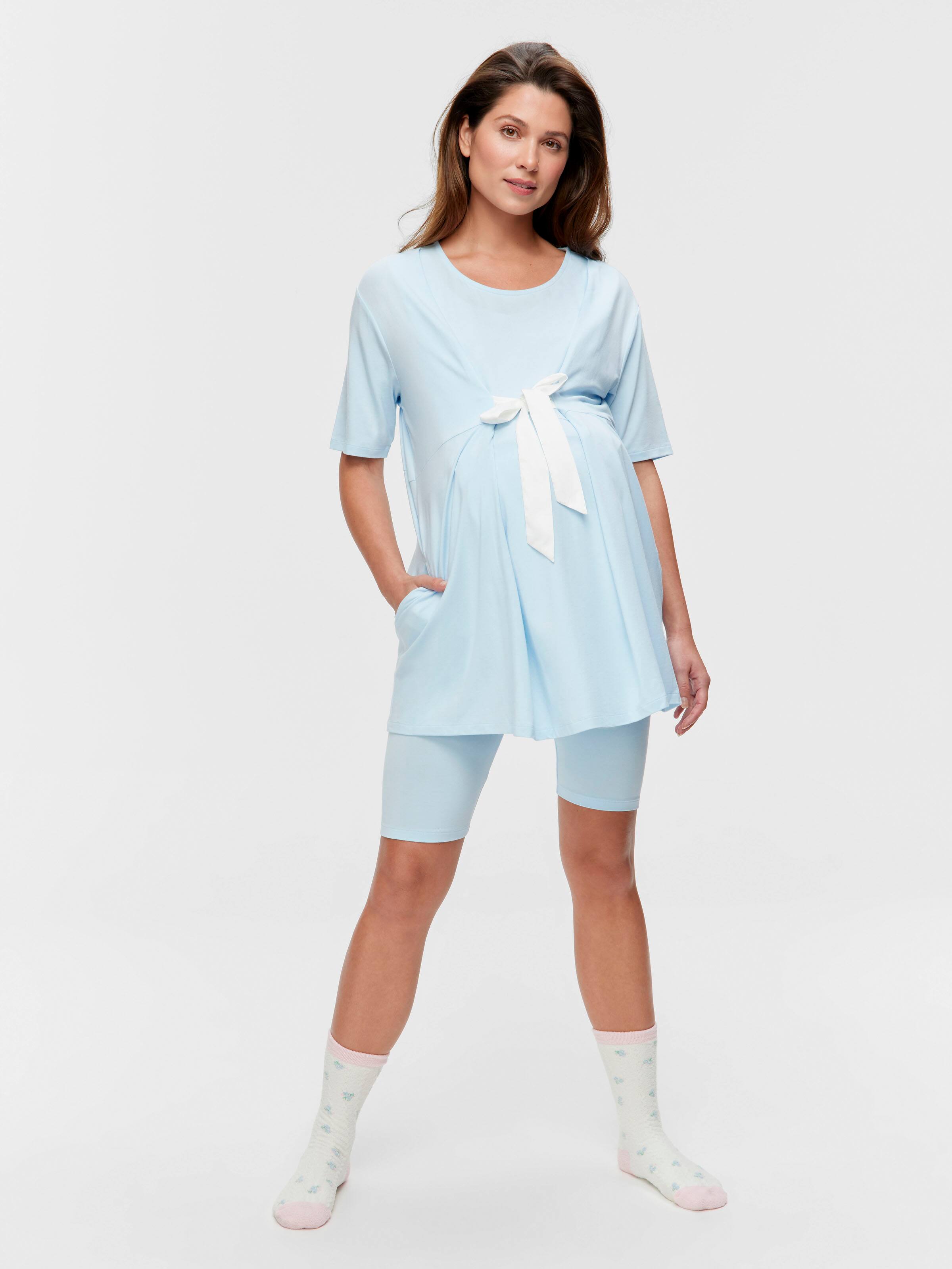 Maternity Light Blue Bamboo Shortie Pj Set