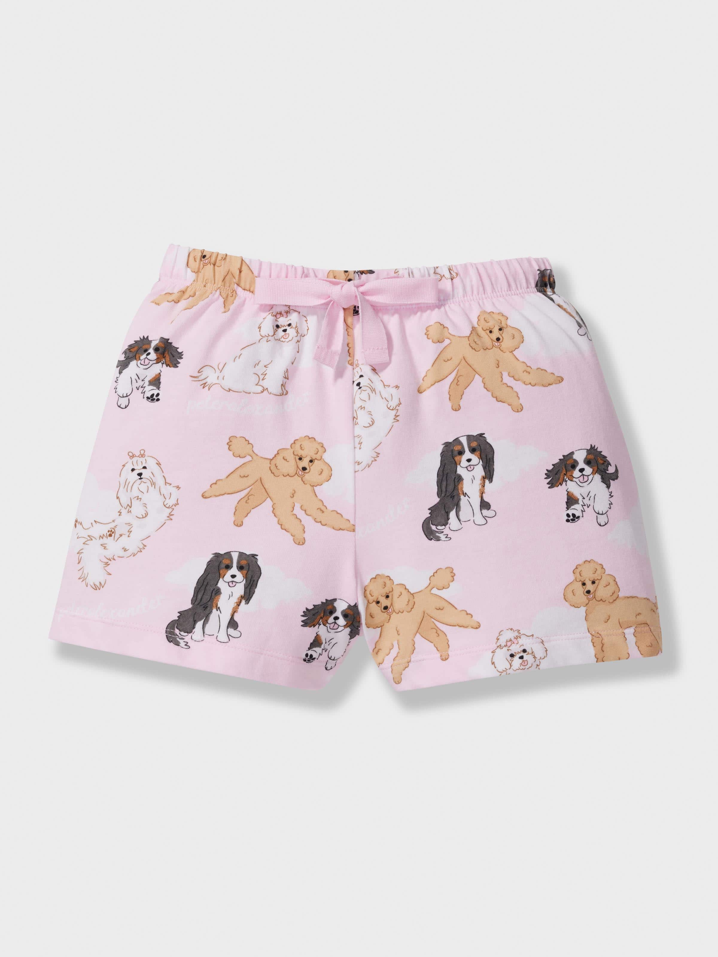 Girls Pink Puppy Short Pj Set