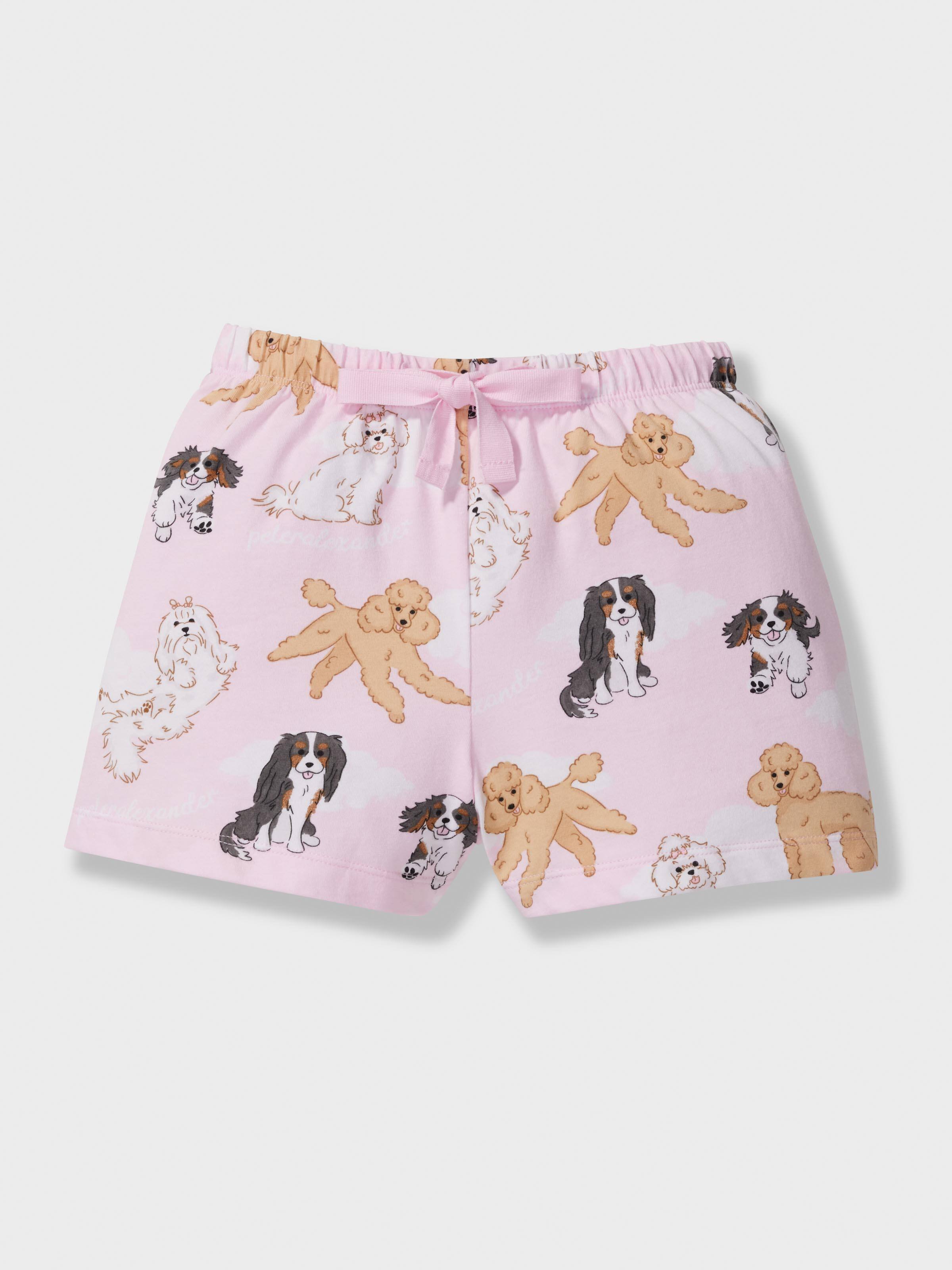 Girls Pink Puppy Short Pj Set