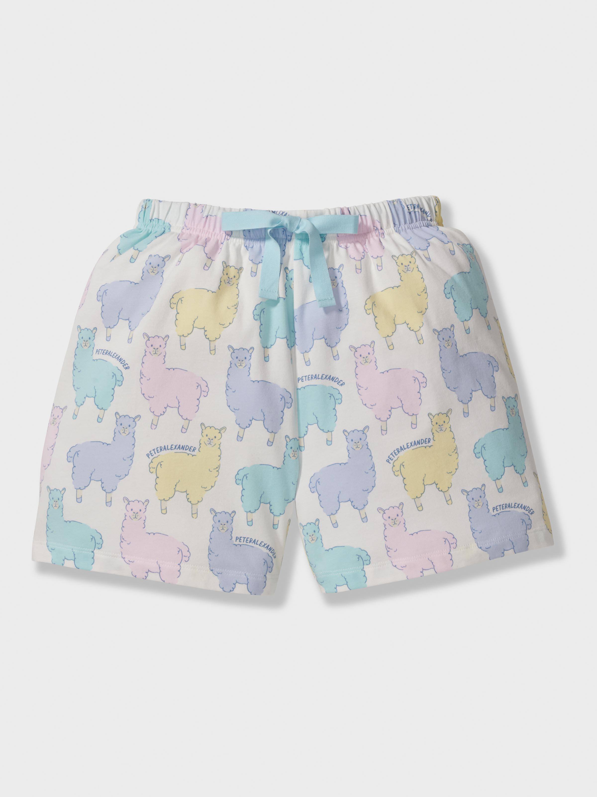 Girls Llama Print Short Pj Set