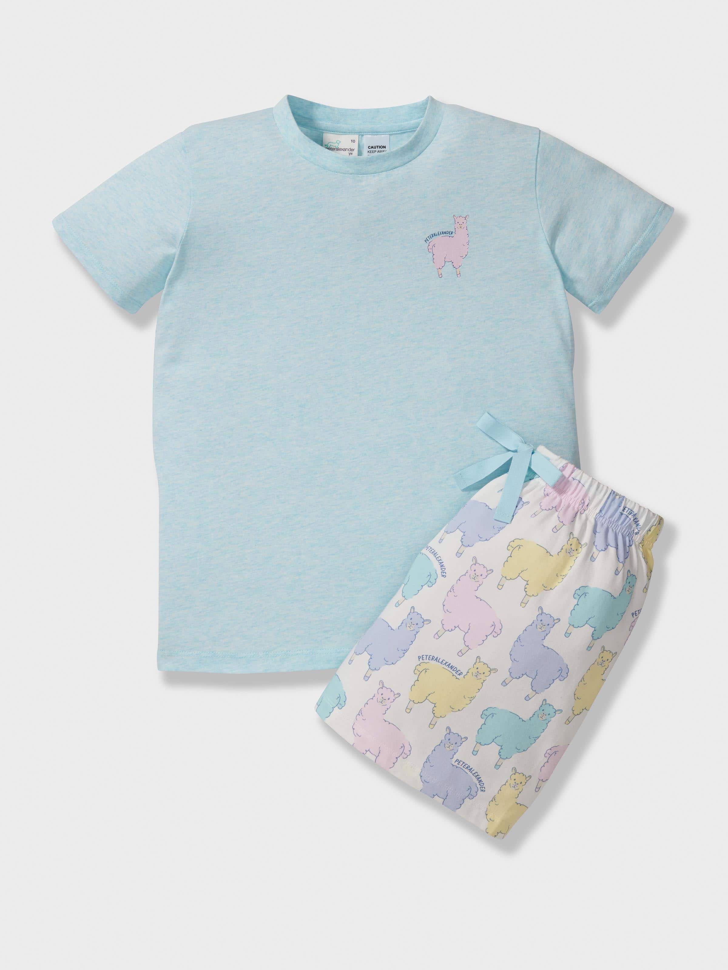 Girls Llama Print Short Pj Set