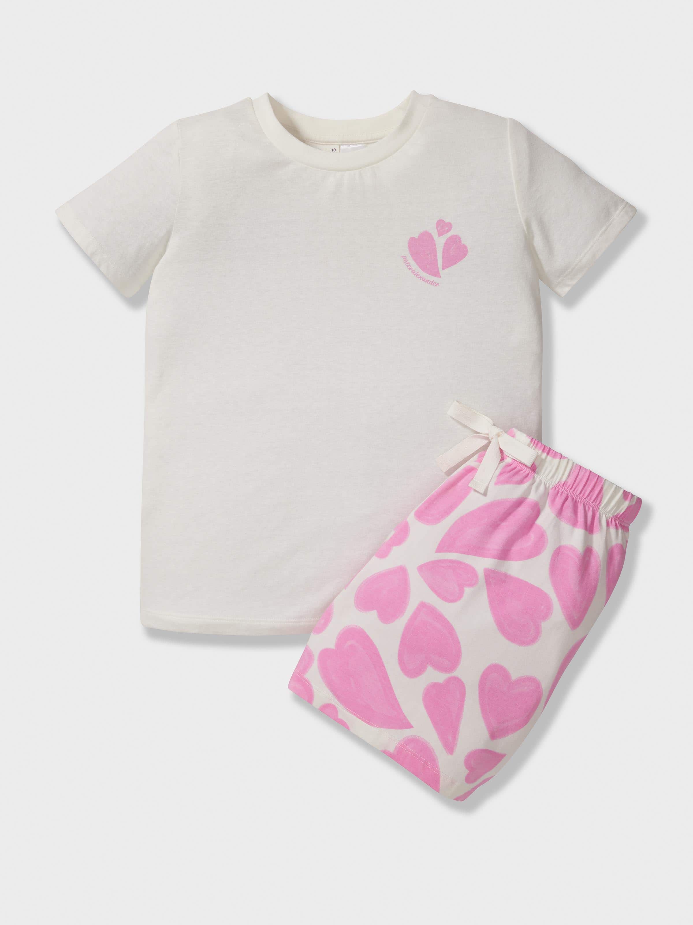 Girls Heart Print Short Pj Set