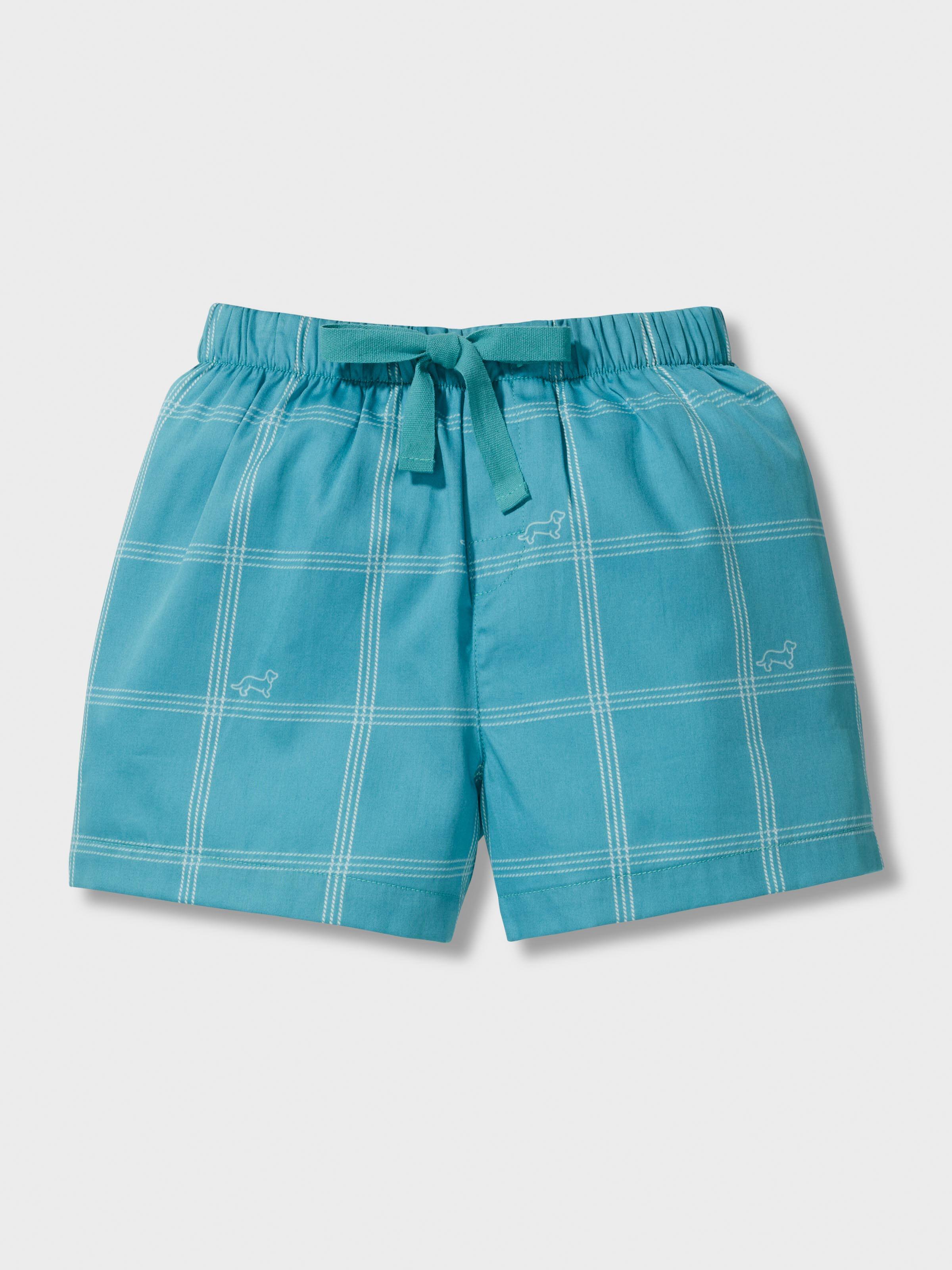 Jnr Boys Green Check Short Pj Set