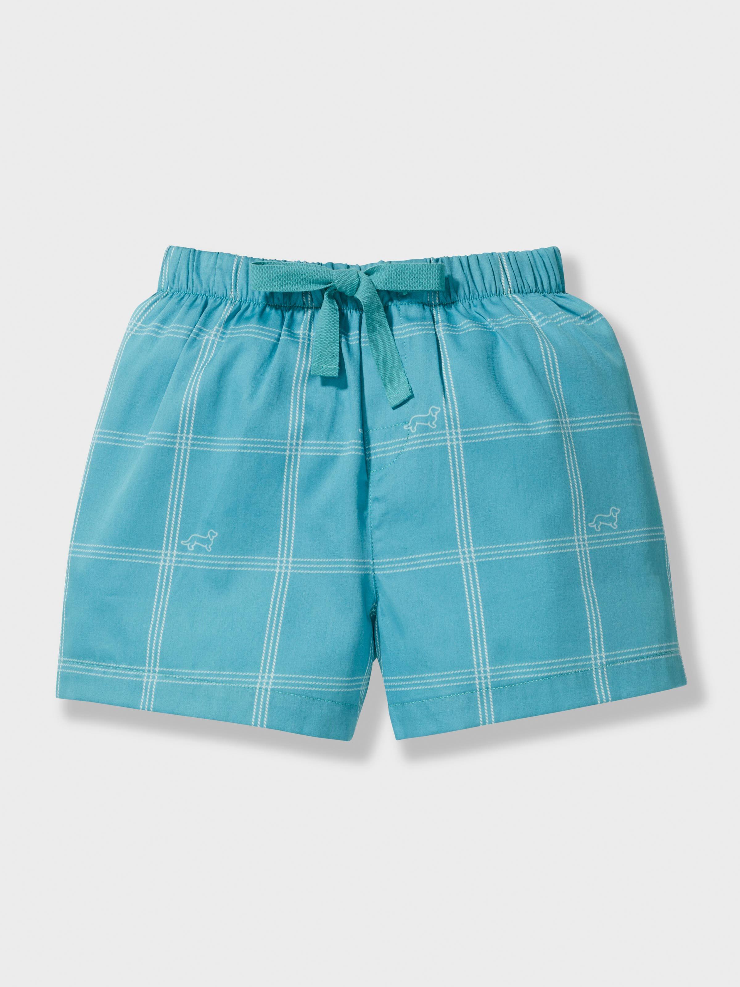 Boys Green Check Short Pj Set