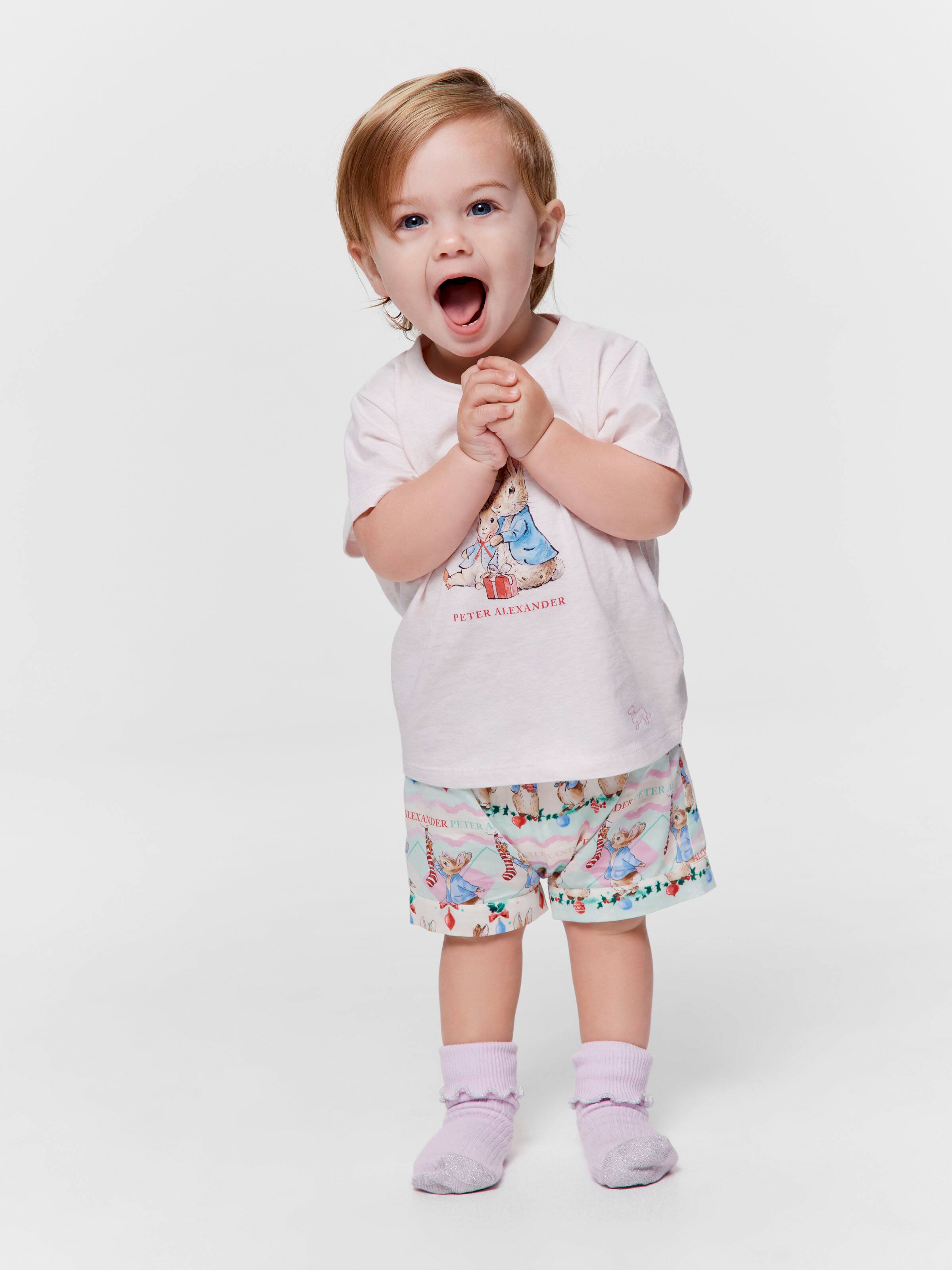 Baby Girl Peter Rabbit Christmas 100% Cotton Short Pj Set