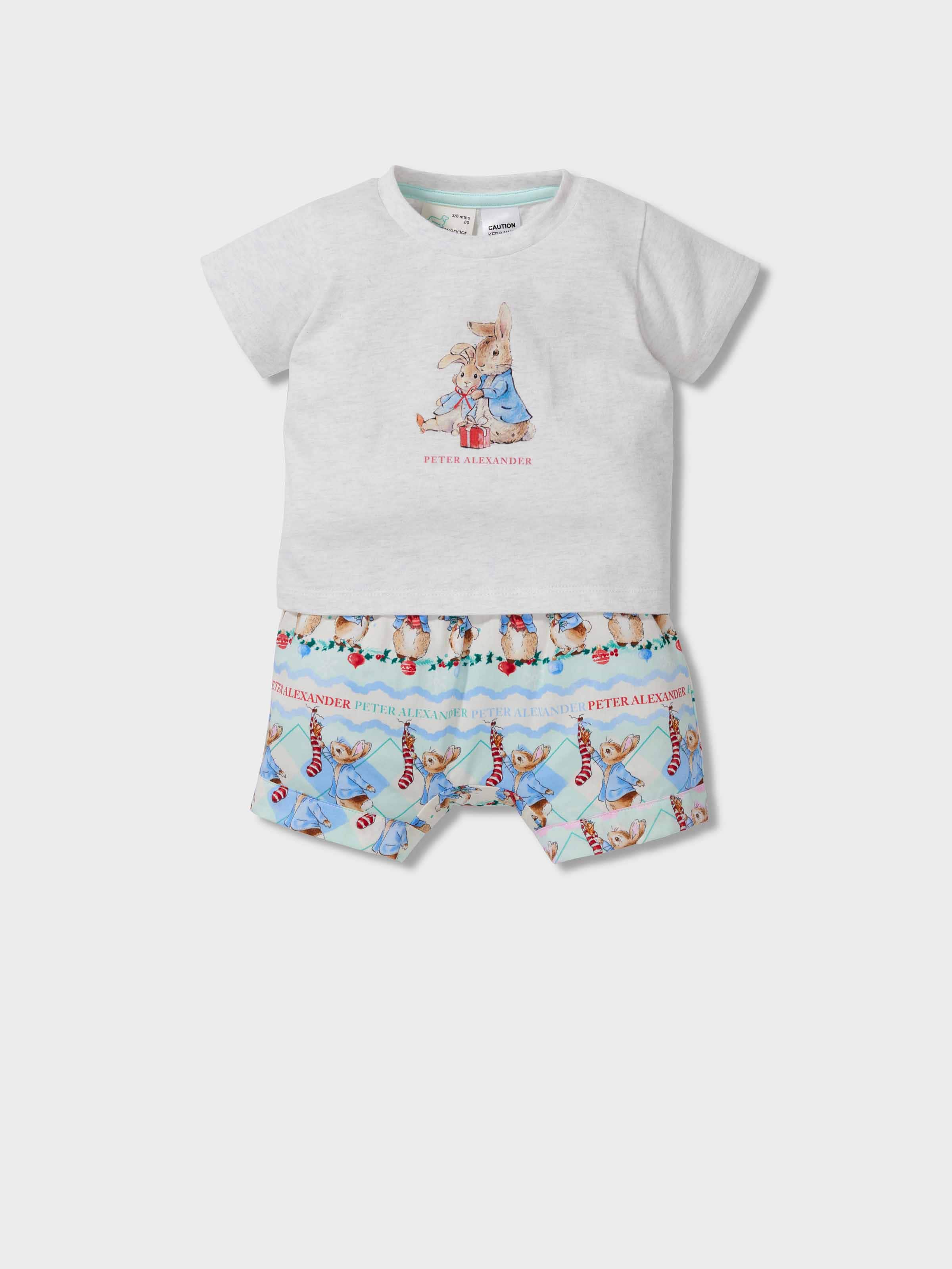 Baby Boy Peter Rabbit Christmas 100% Cotton Short Pj Set