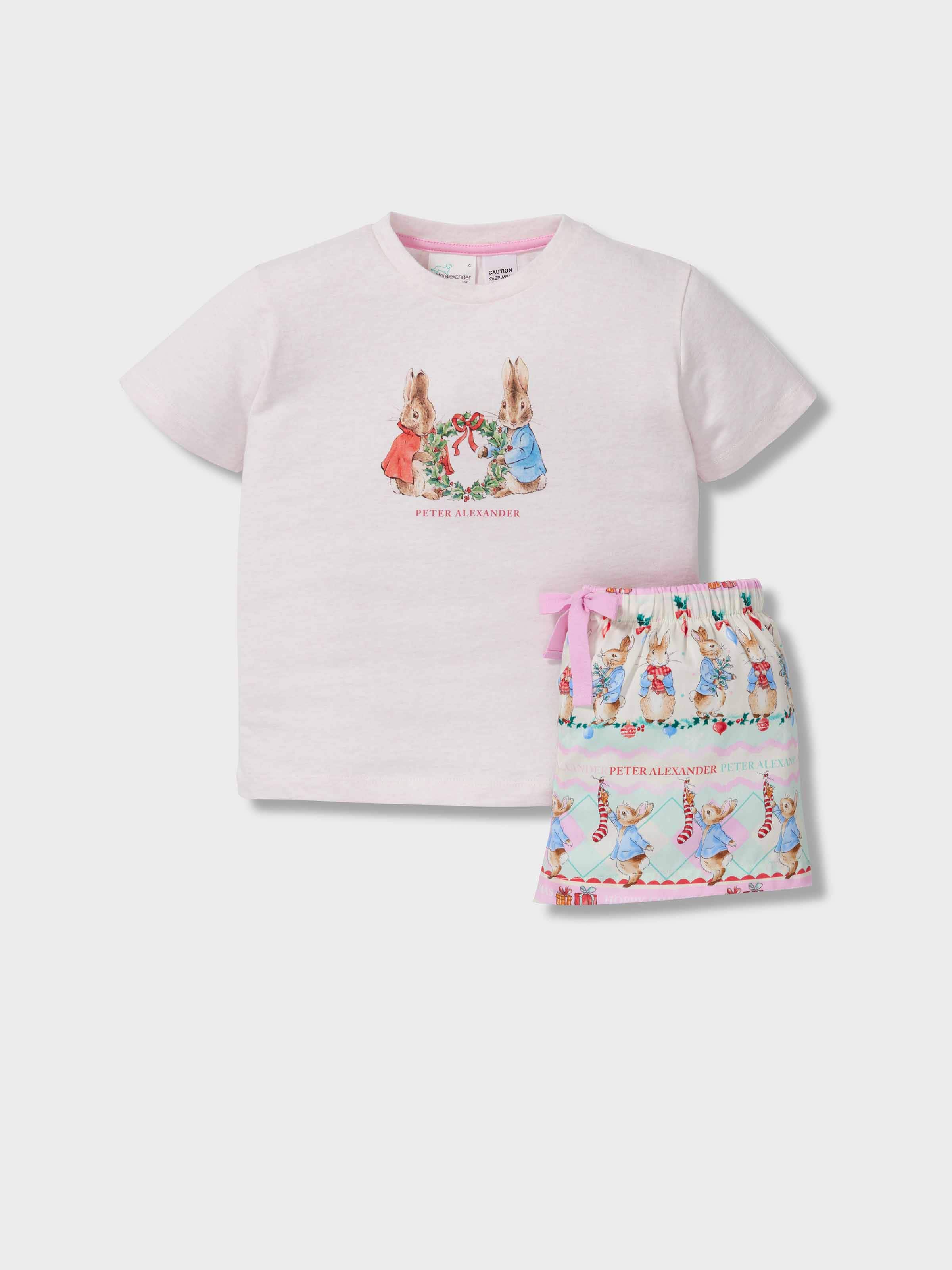 Jnr Girls Peter Rabbit Christmas 100% Cotton Short Pj Set