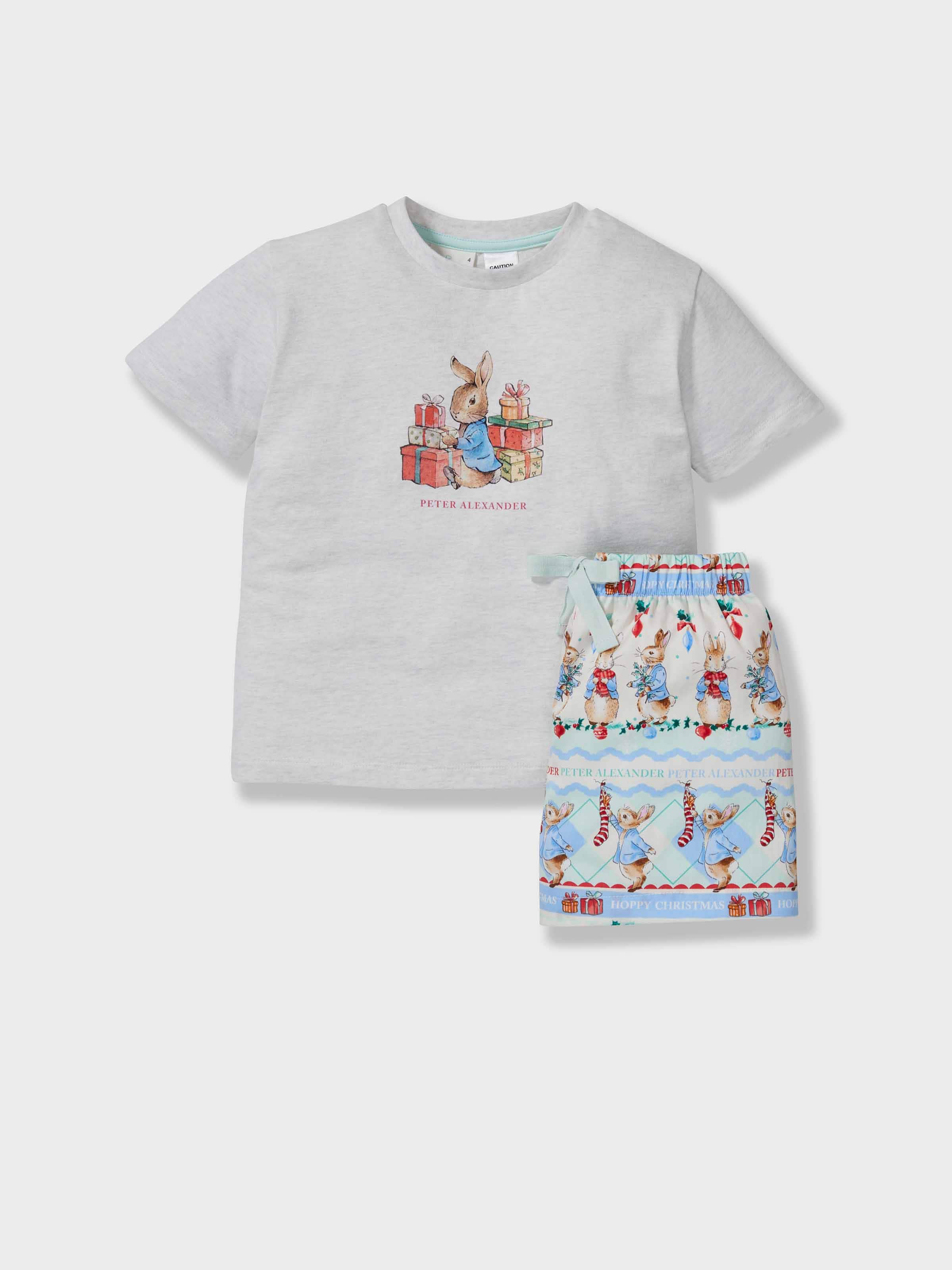 Jnr Boys Peter Rabbit Christmas 100% Cotton Short Pj Set