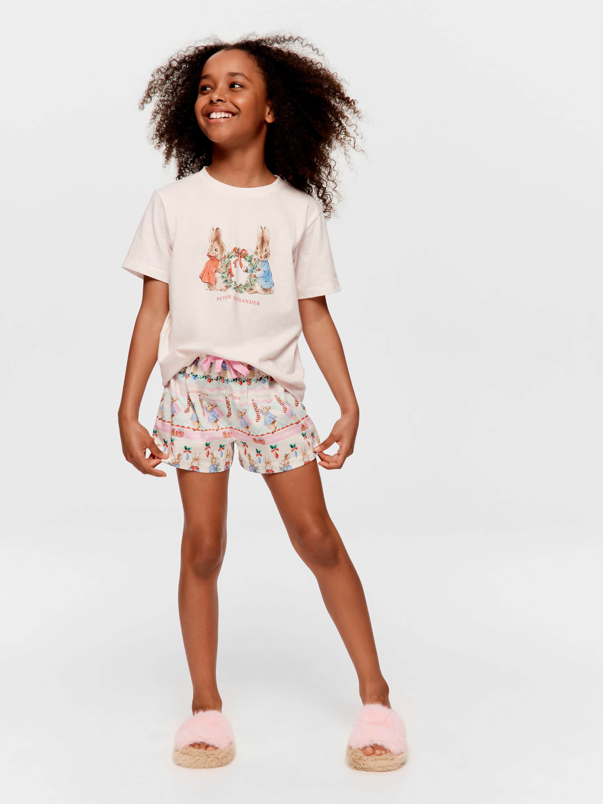 Girls Peter Rabbit Christmas 100% Cotton Short Pj Set