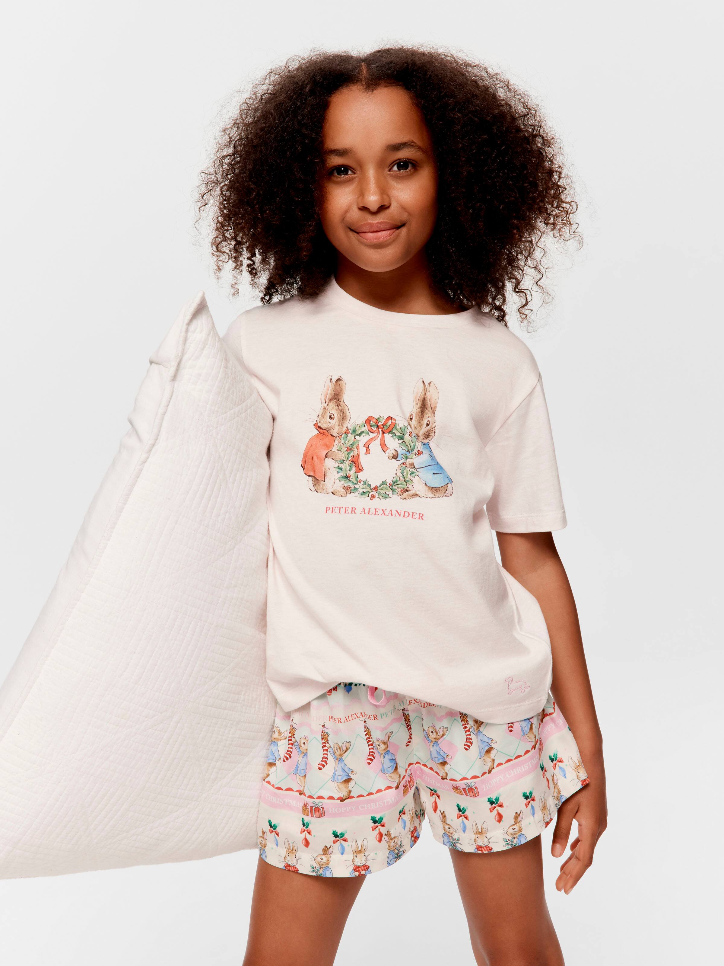 Girls Peter Rabbit Christmas 100% Cotton Short Pj Set