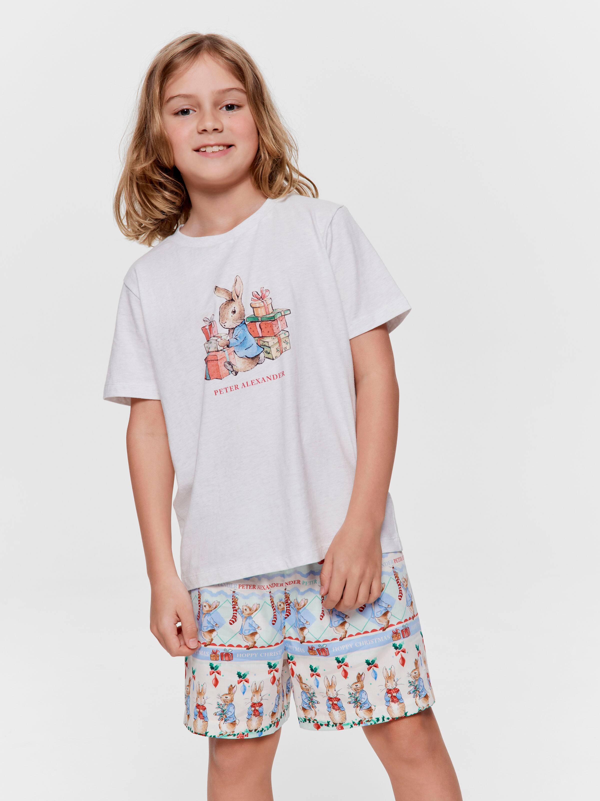 Boys Peter Rabbit Christmas 100% Cotton Short Pj Set